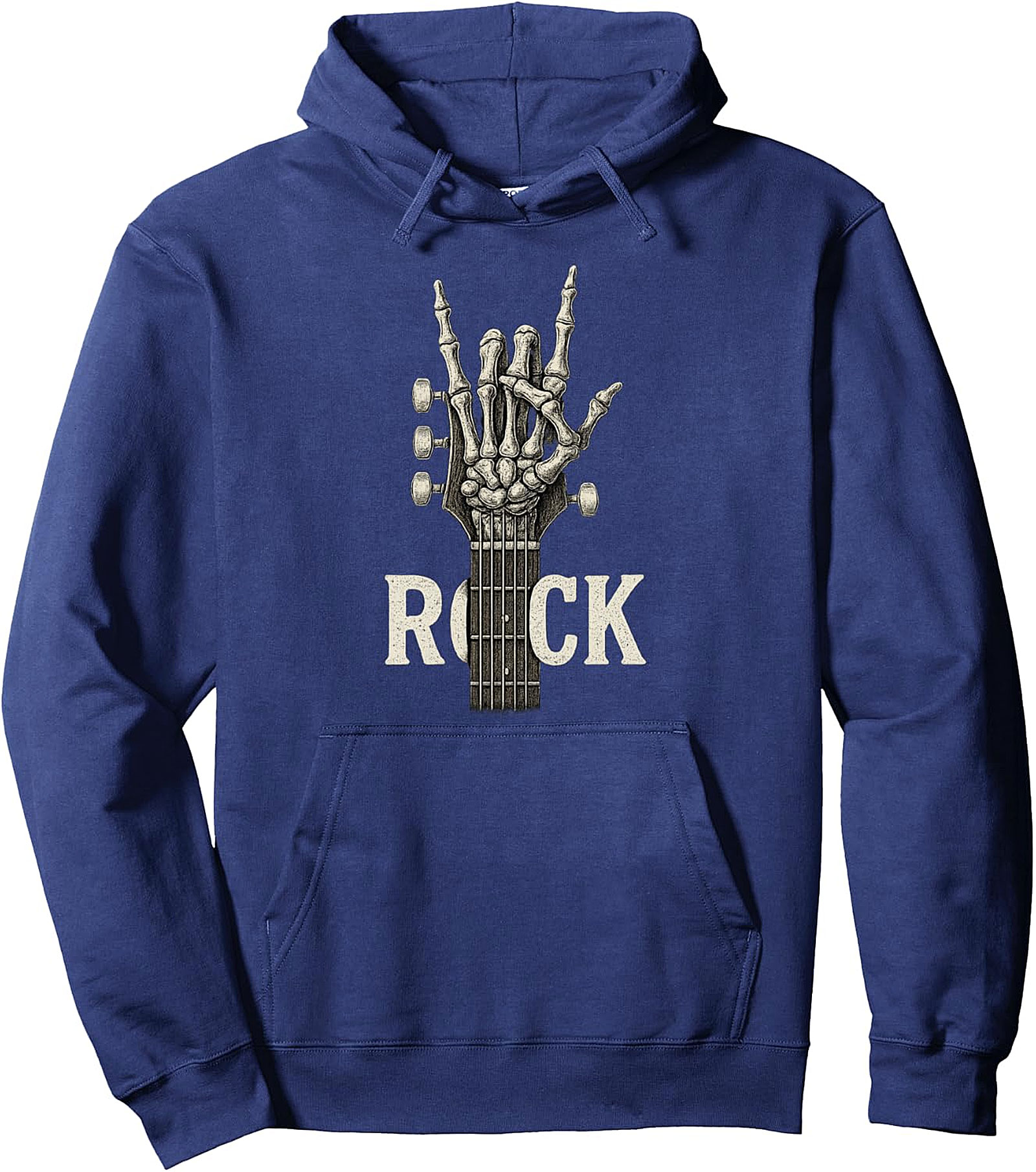  Rock On Skeleton Hand Guitar Hoodie - Rock Band Pullover