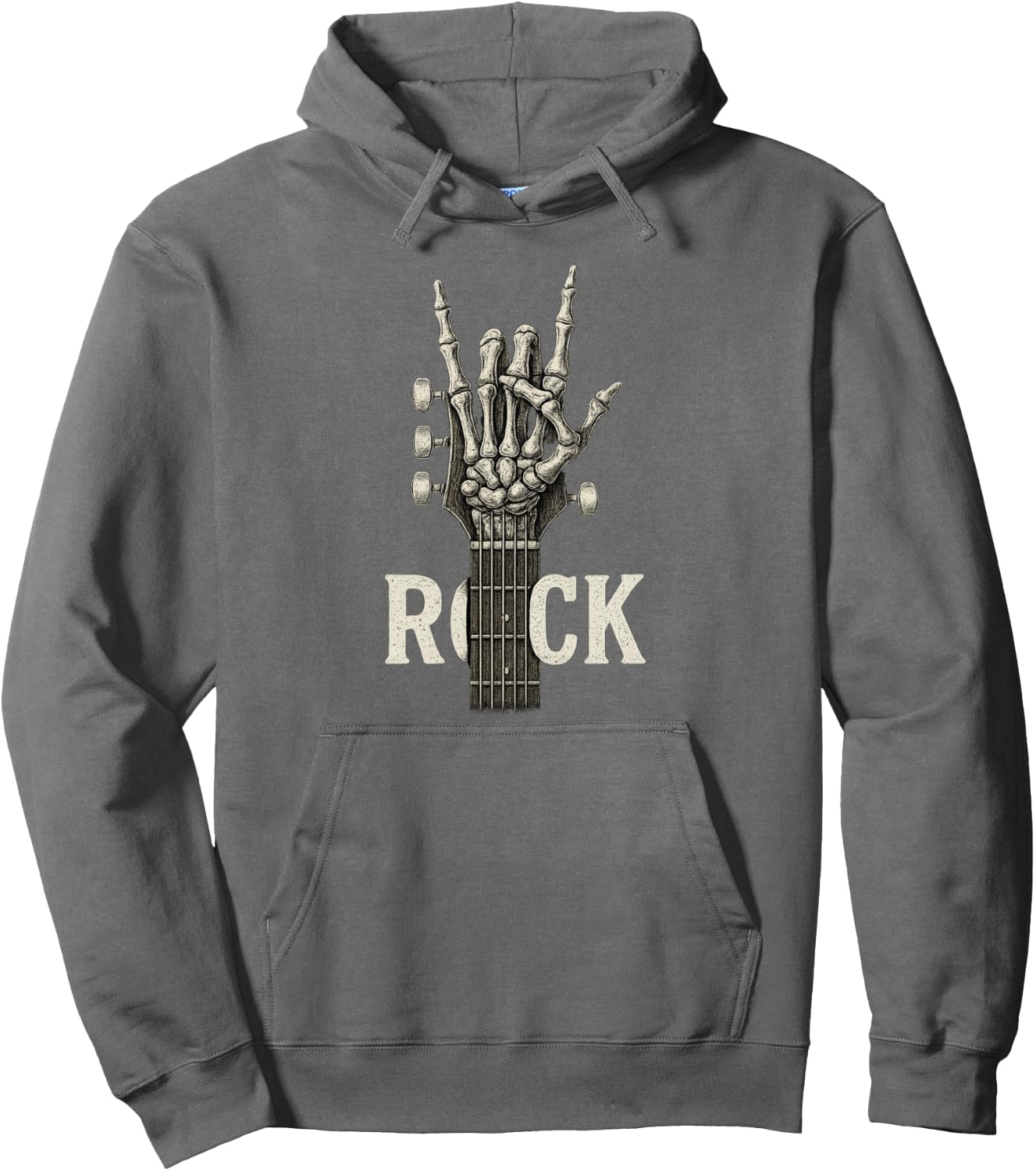  Rock On Skeleton Hand Guitar Hoodie - Rock Band Pullover