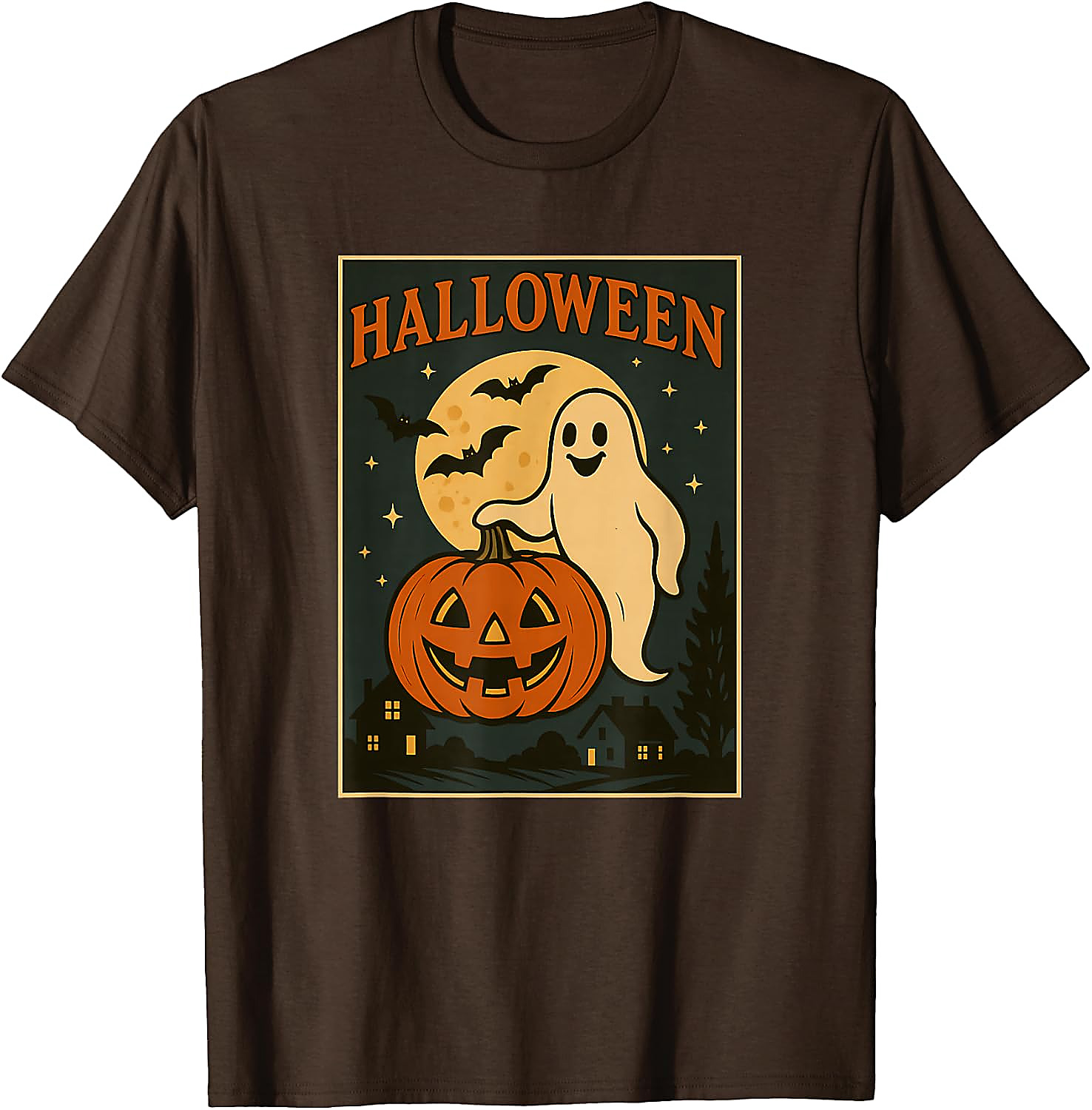 Halloween Ghost Pumpkin Poster T-Shirt | Vintage Spooky Tee