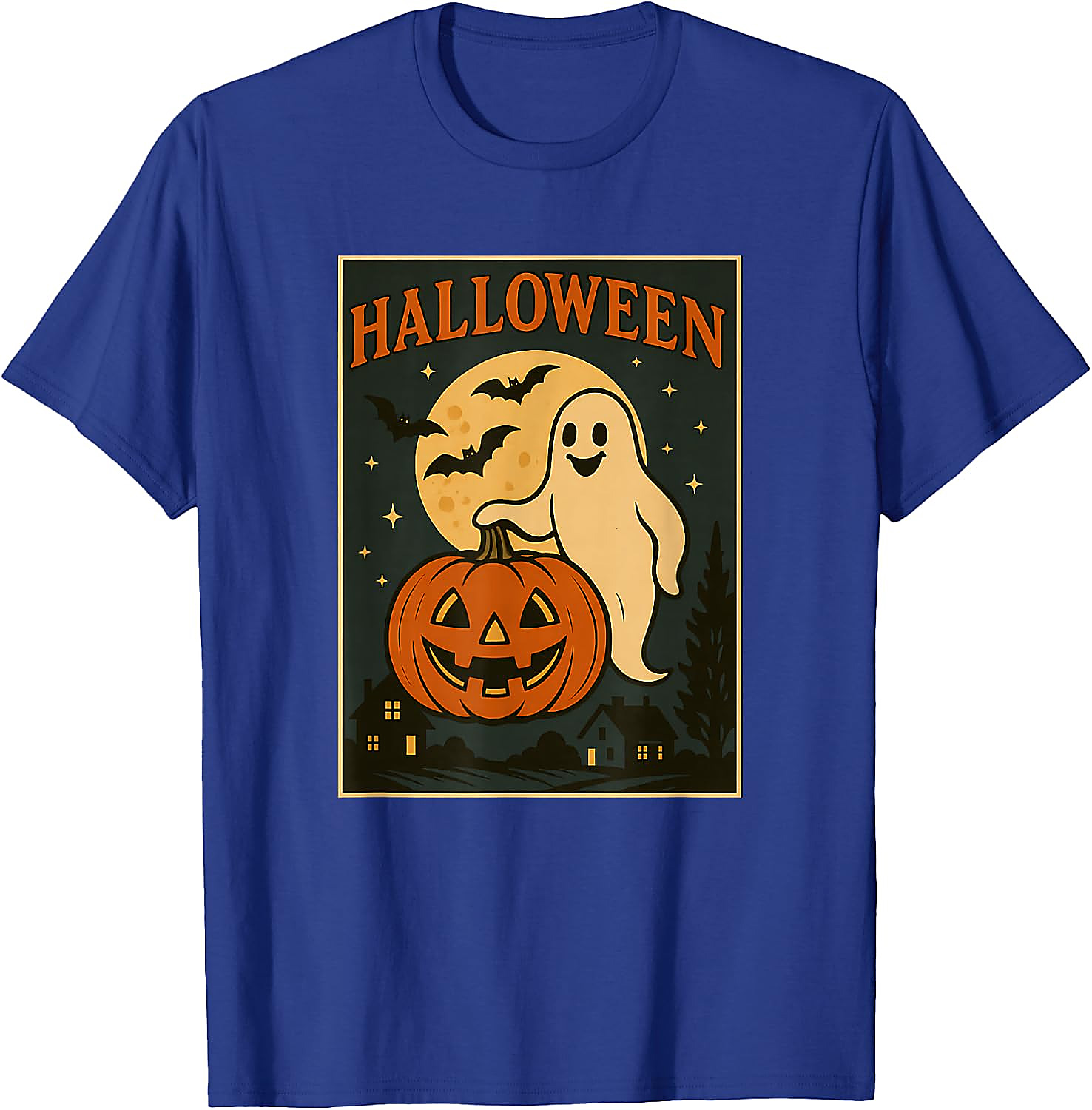 Halloween Ghost Pumpkin Poster T-Shirt | Vintage Spooky Tee