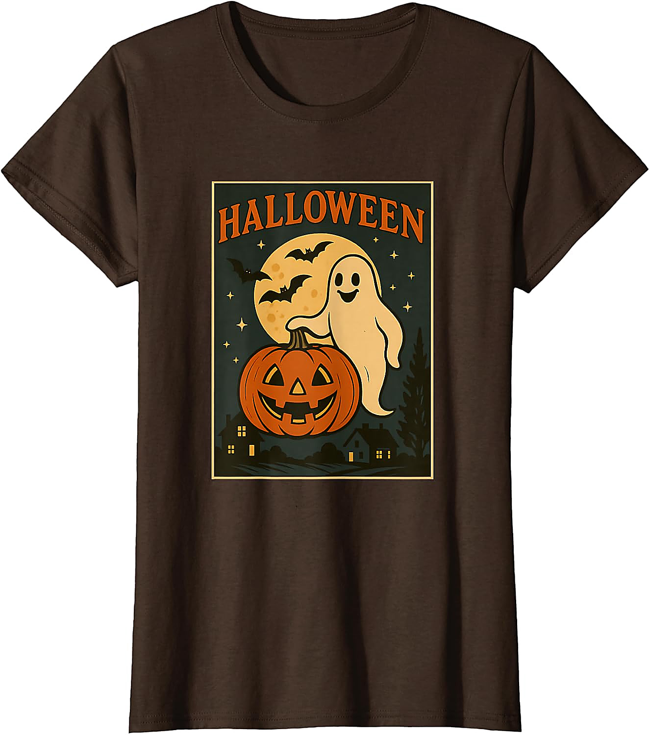 Halloween Ghost Pumpkin Poster T-Shirt | Vintage Spooky Tee