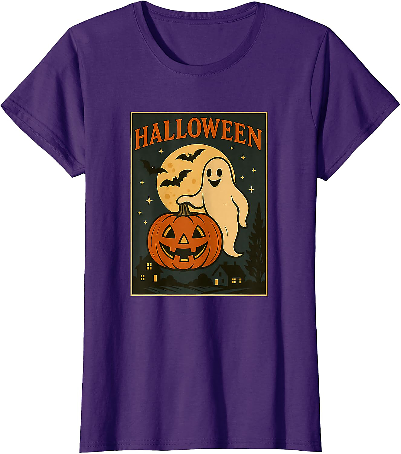 Halloween Ghost Pumpkin Poster T-Shirt | Vintage Spooky Tee