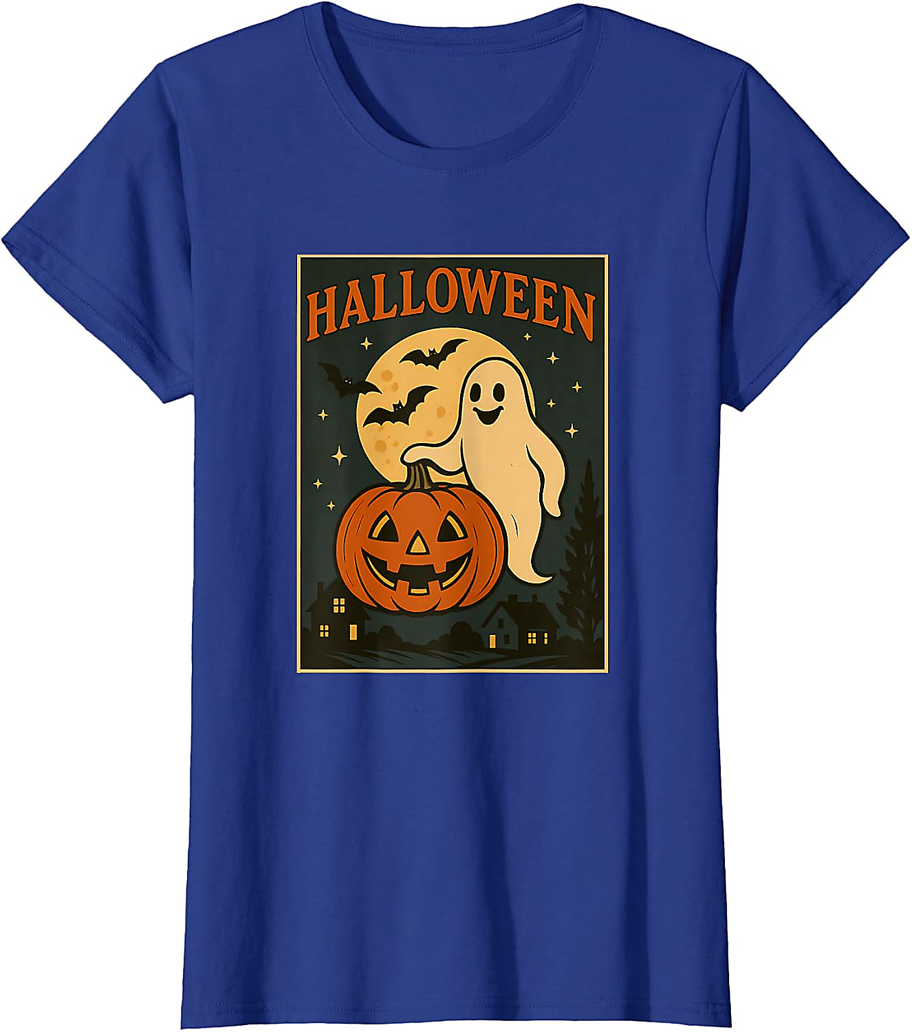 Halloween Ghost Pumpkin Poster T-Shirt | Vintage Spooky Tee