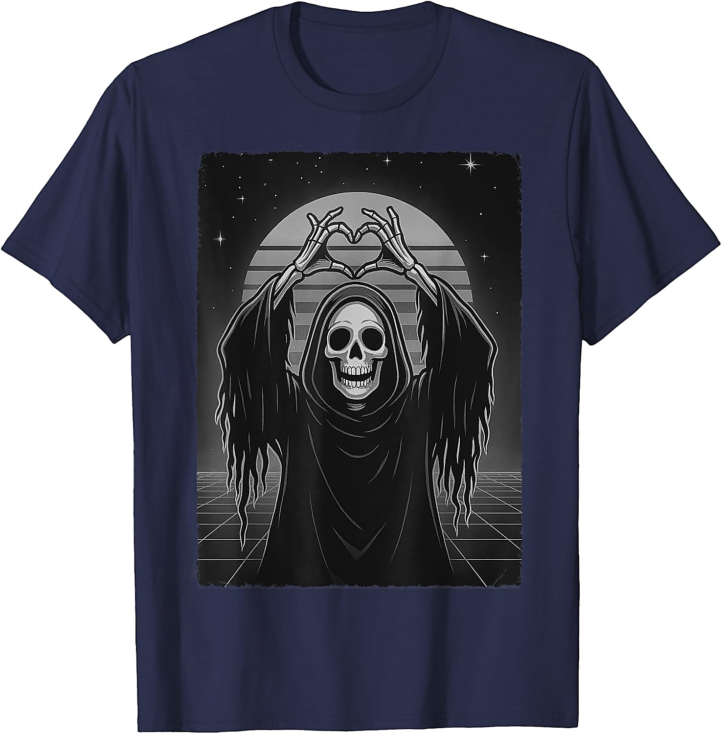 Scary Face Skeleton Halloween T-Shirt | Grim Reaper Tee