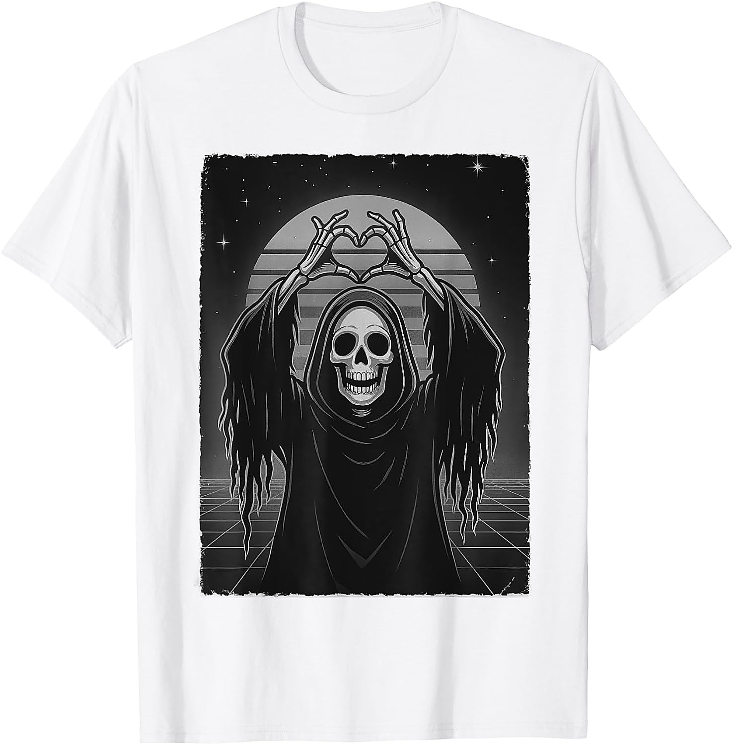 Scary Face Skeleton Halloween T-Shirt | Grim Reaper Tee