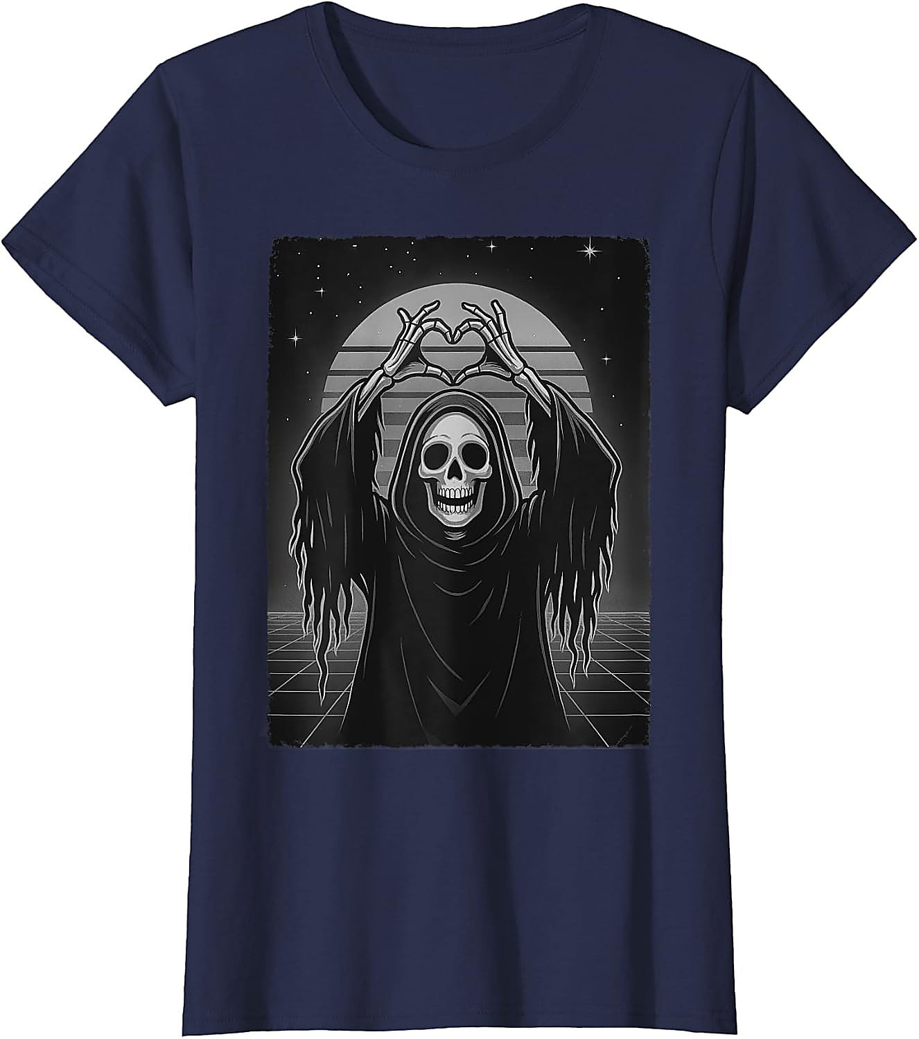 Scary Face Skeleton Halloween T-Shirt | Grim Reaper Tee
