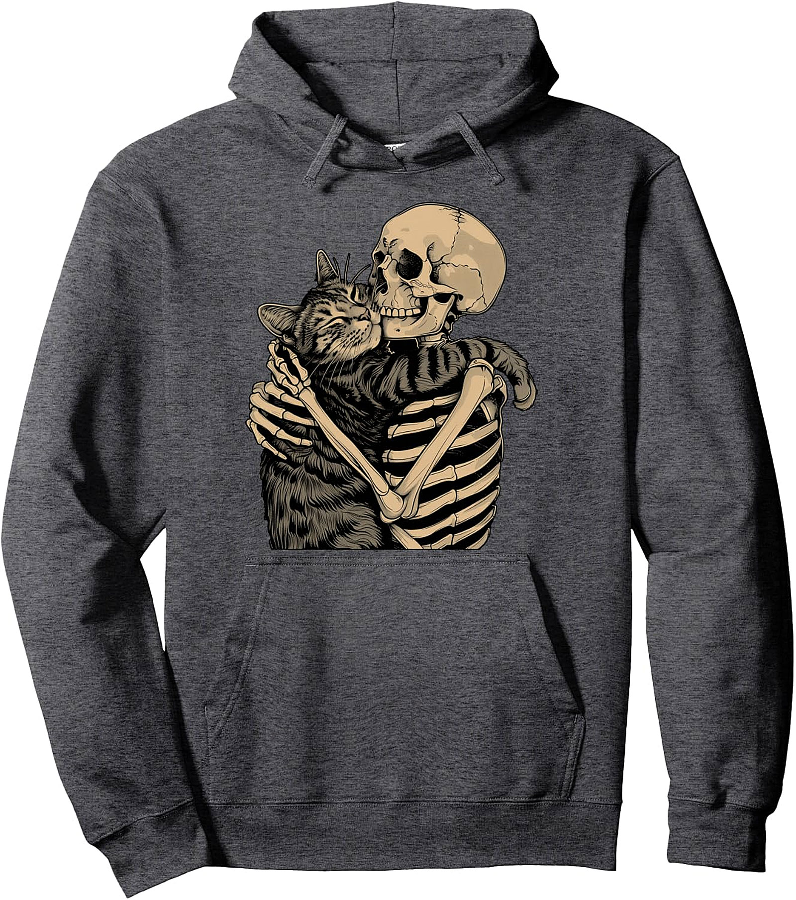 Skeleton Hugging Cat Hoodie | Unisex Halloween Pullover