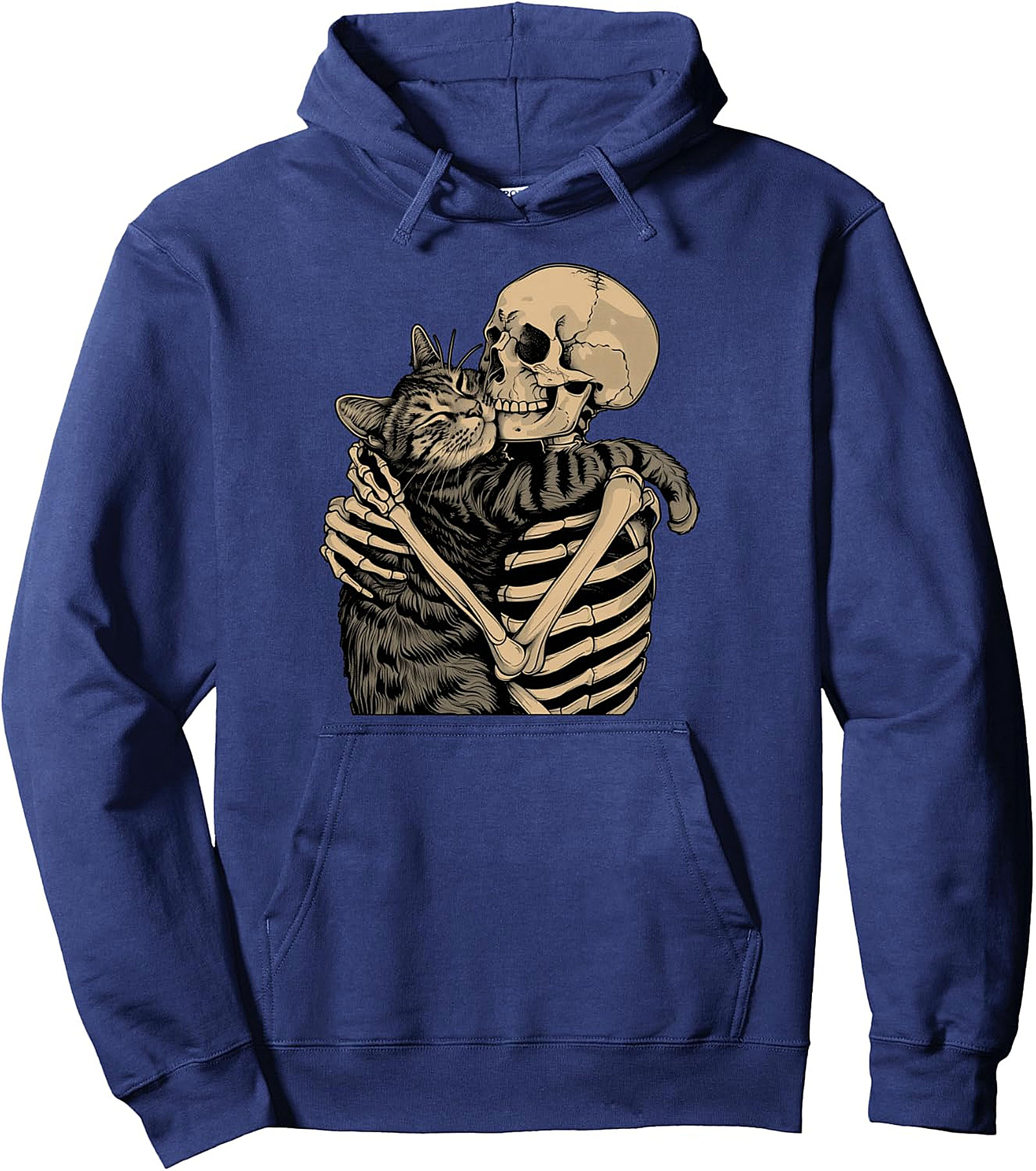 Skeleton Hugging Cat Hoodie | Unisex Halloween Pullover