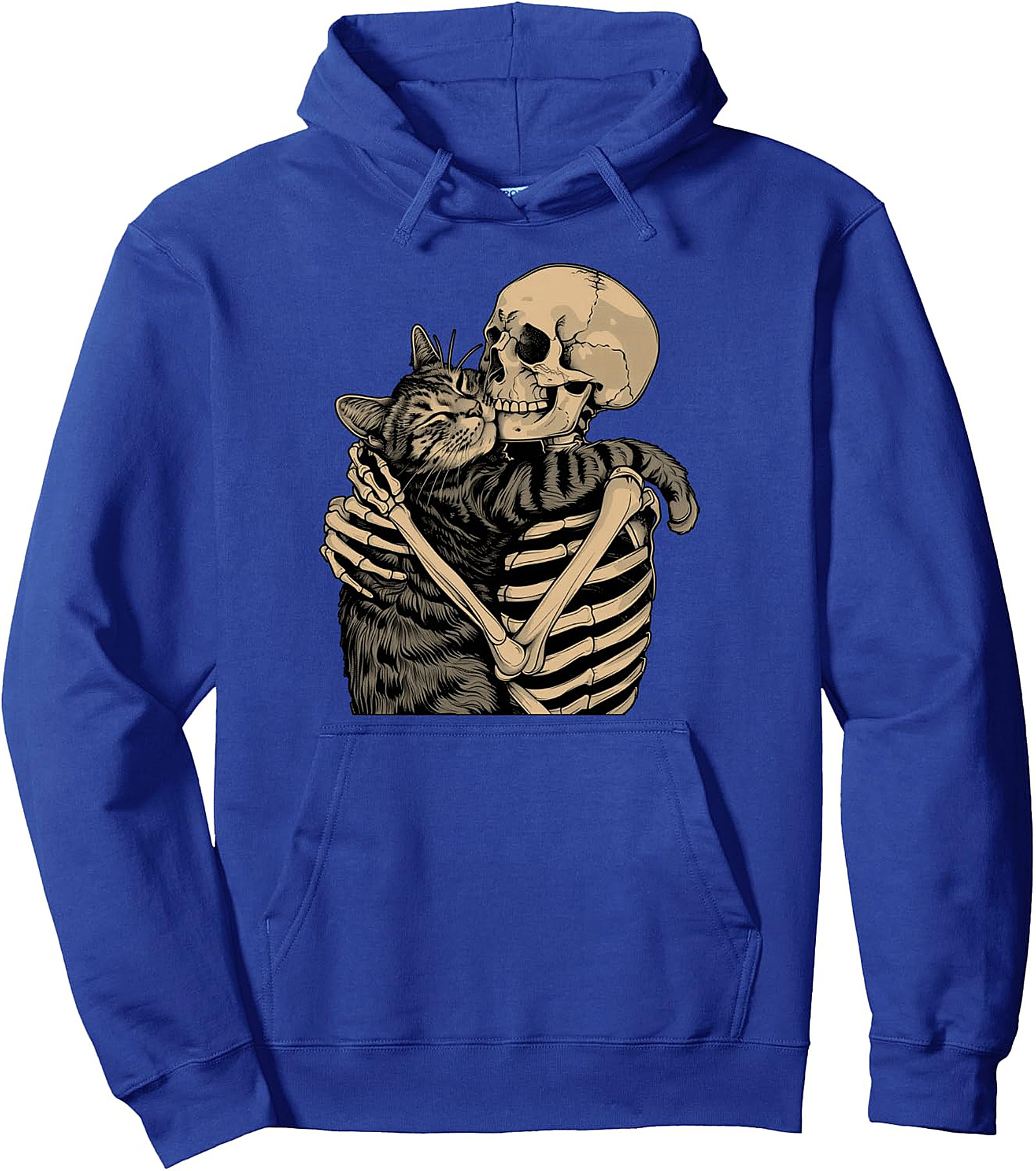 Skeleton Hugging Cat Hoodie | Unisex Halloween Pullover
