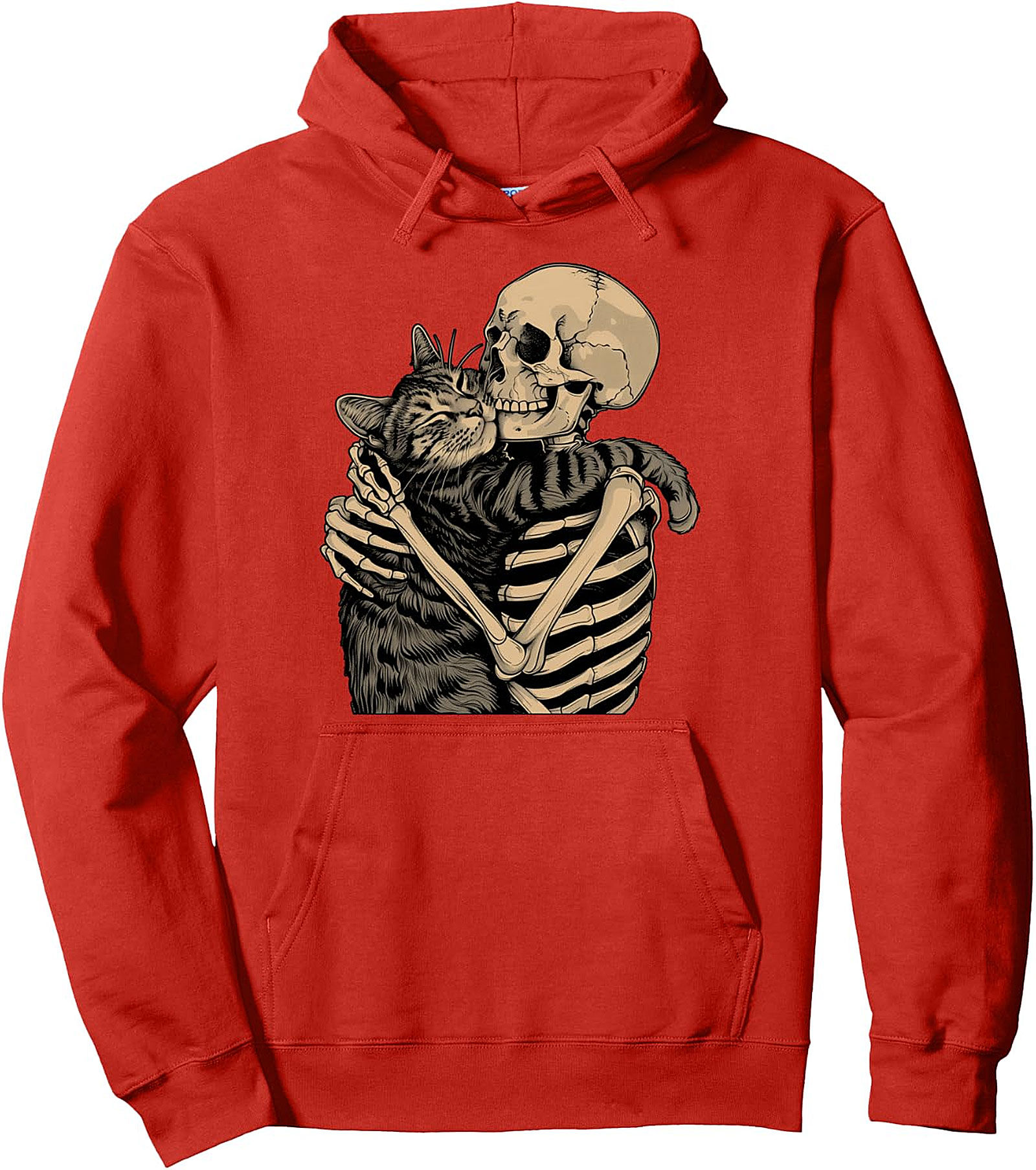 Skeleton Hugging Cat Hoodie | Unisex Halloween Pullover
