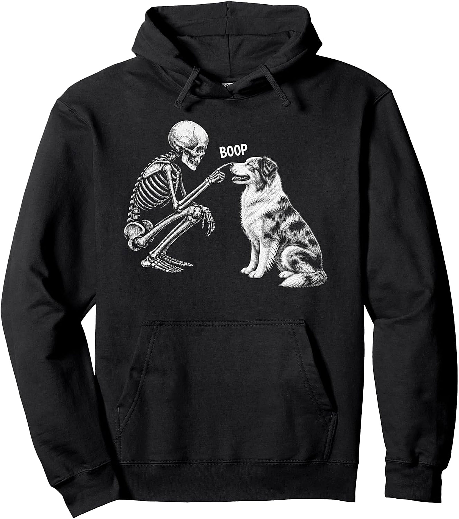 Skeleton Boop Australian Shepherd Pullover Hoodie