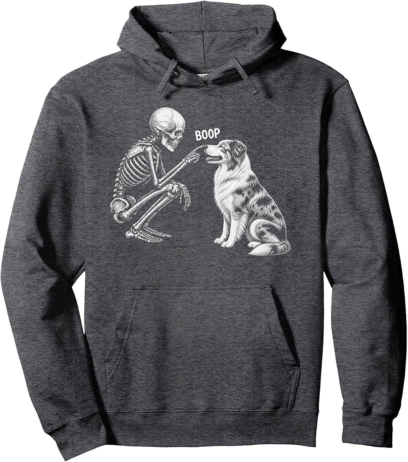 Skeleton Boop Australian Shepherd Pullover Hoodie