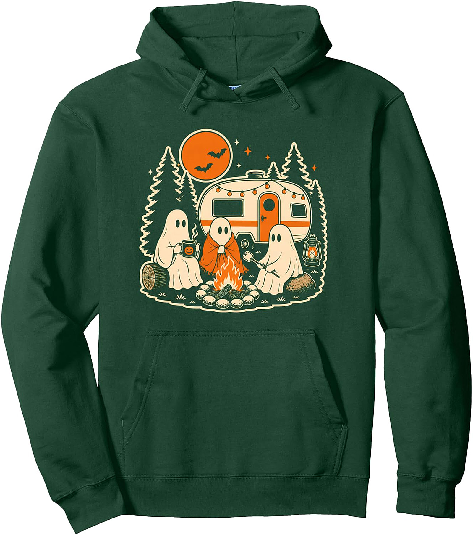 Halloween Camping Ghost Camper Pullover Hoodie | Cozy Fall Style