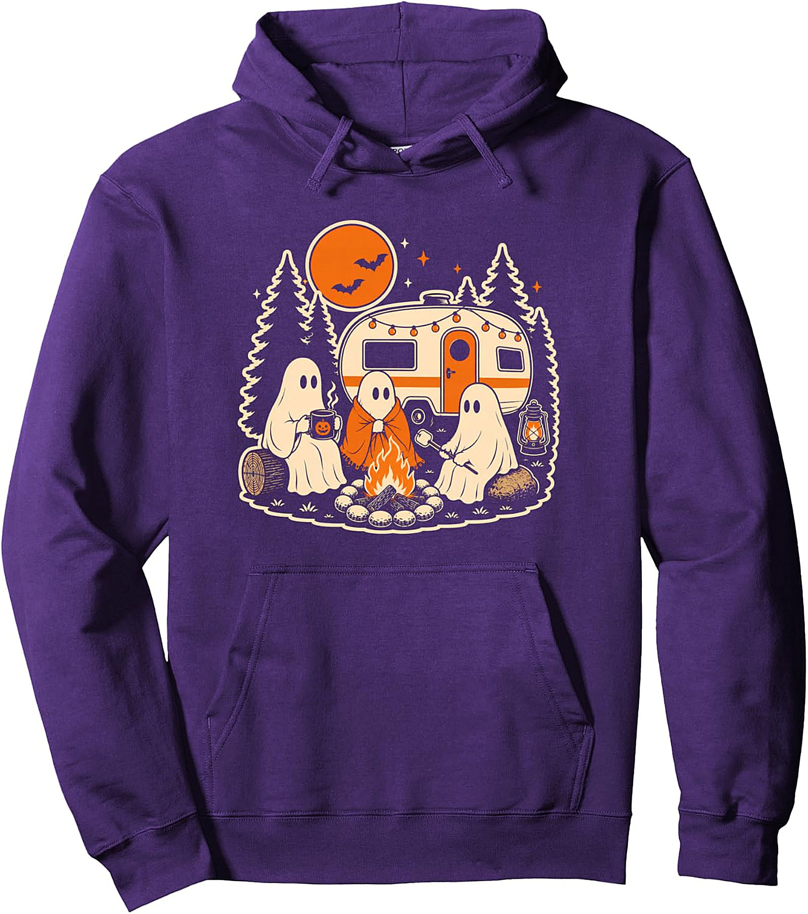 Halloween Camping Ghost Camper Pullover Hoodie | Cozy Fall Style