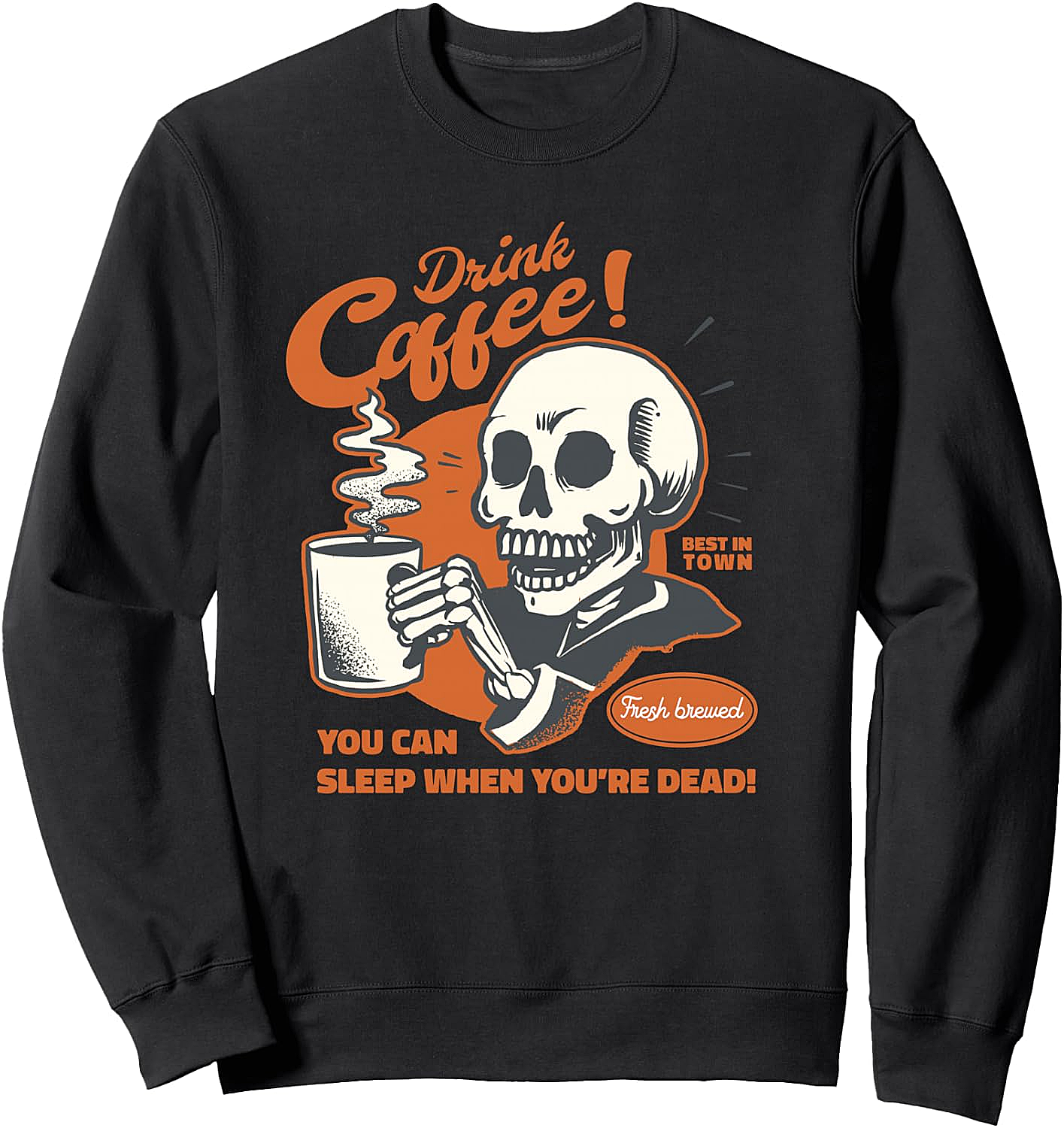 Funny Coffee Skeleton Sweatshirt Halloween Spooky Tee
