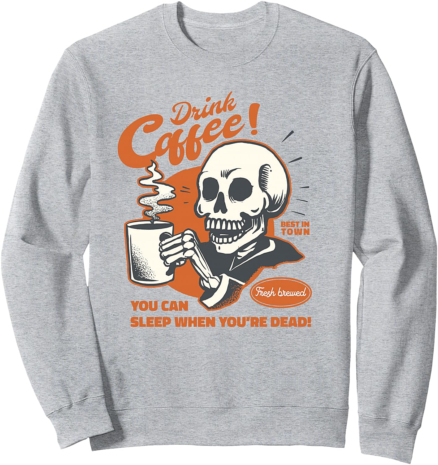 Funny Coffee Skeleton Sweatshirt Halloween Spooky Tee