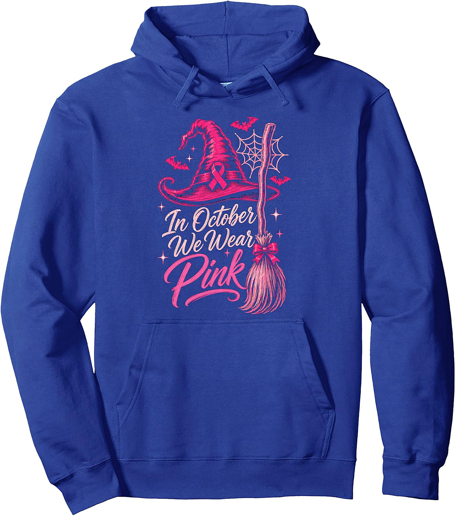 In October We Wear Pink Witch Hat Breast Cancer Hoodie