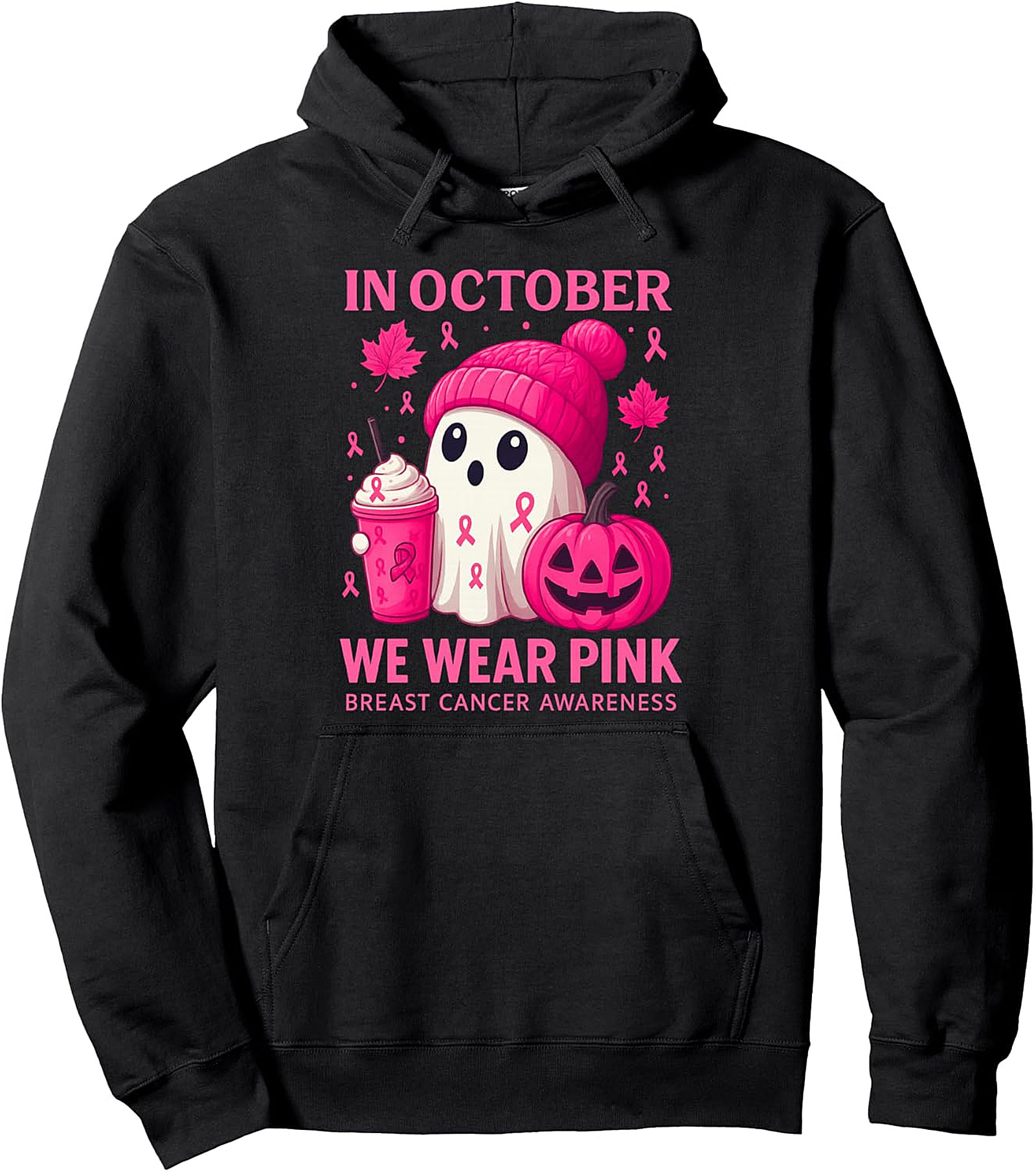 Pink Ribbon Halloween Pullover Hoodie | Breast Cancer Awareness