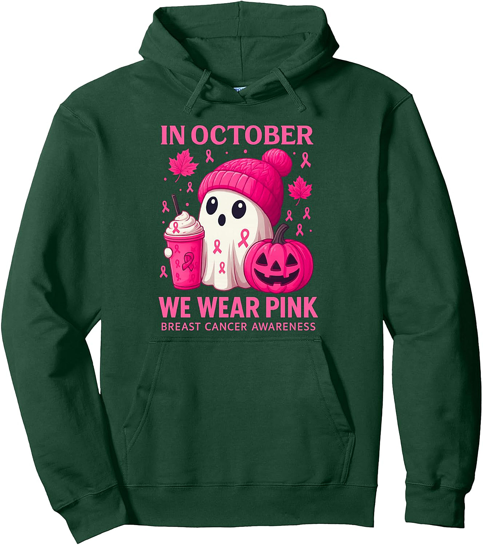 Pink Ribbon Halloween Pullover Hoodie | Breast Cancer Awareness
