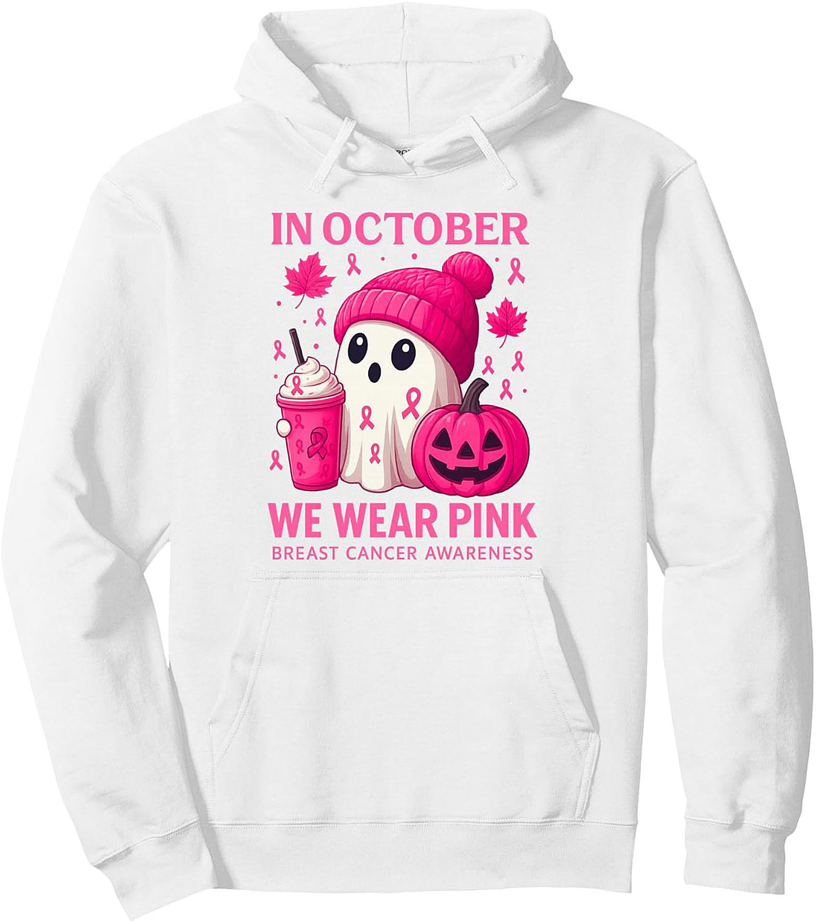 Pink Ribbon Halloween Pullover Hoodie | Breast Cancer Awareness