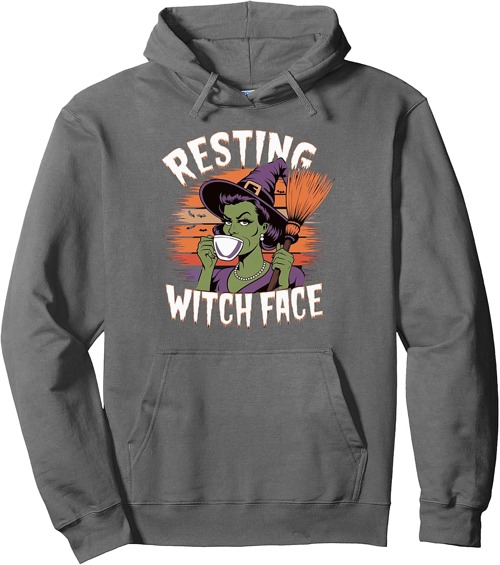 Resting Witch Face Halloween Pullover Hoodie | Cozy & Funny