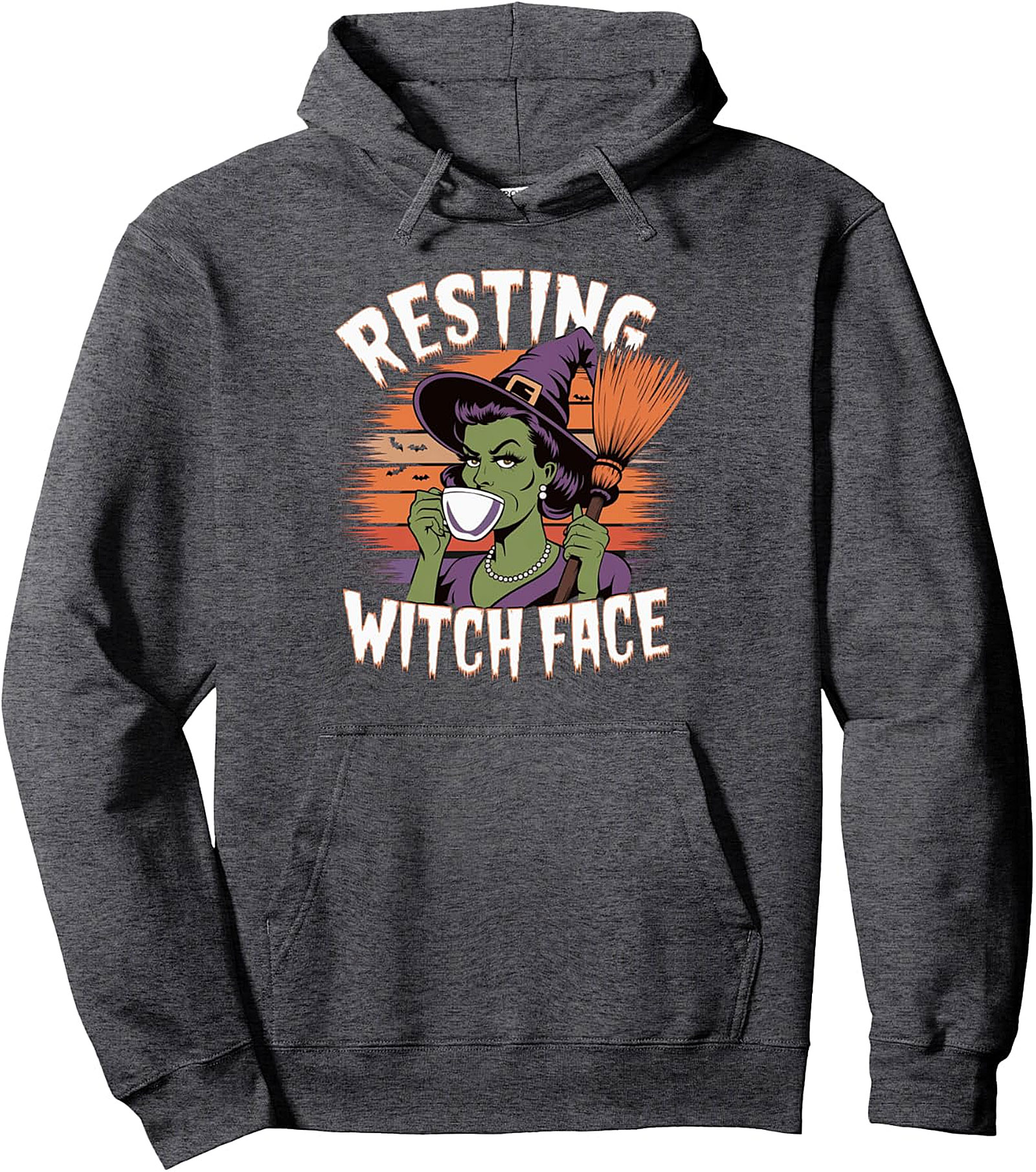 Resting Witch Face Halloween Pullover Hoodie | Cozy & Funny