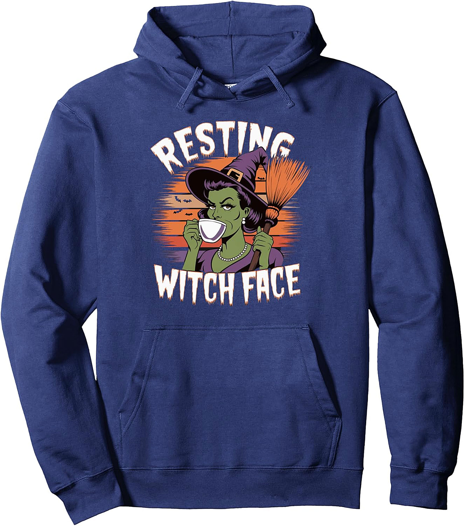 Resting Witch Face Halloween Pullover Hoodie | Cozy & Funny