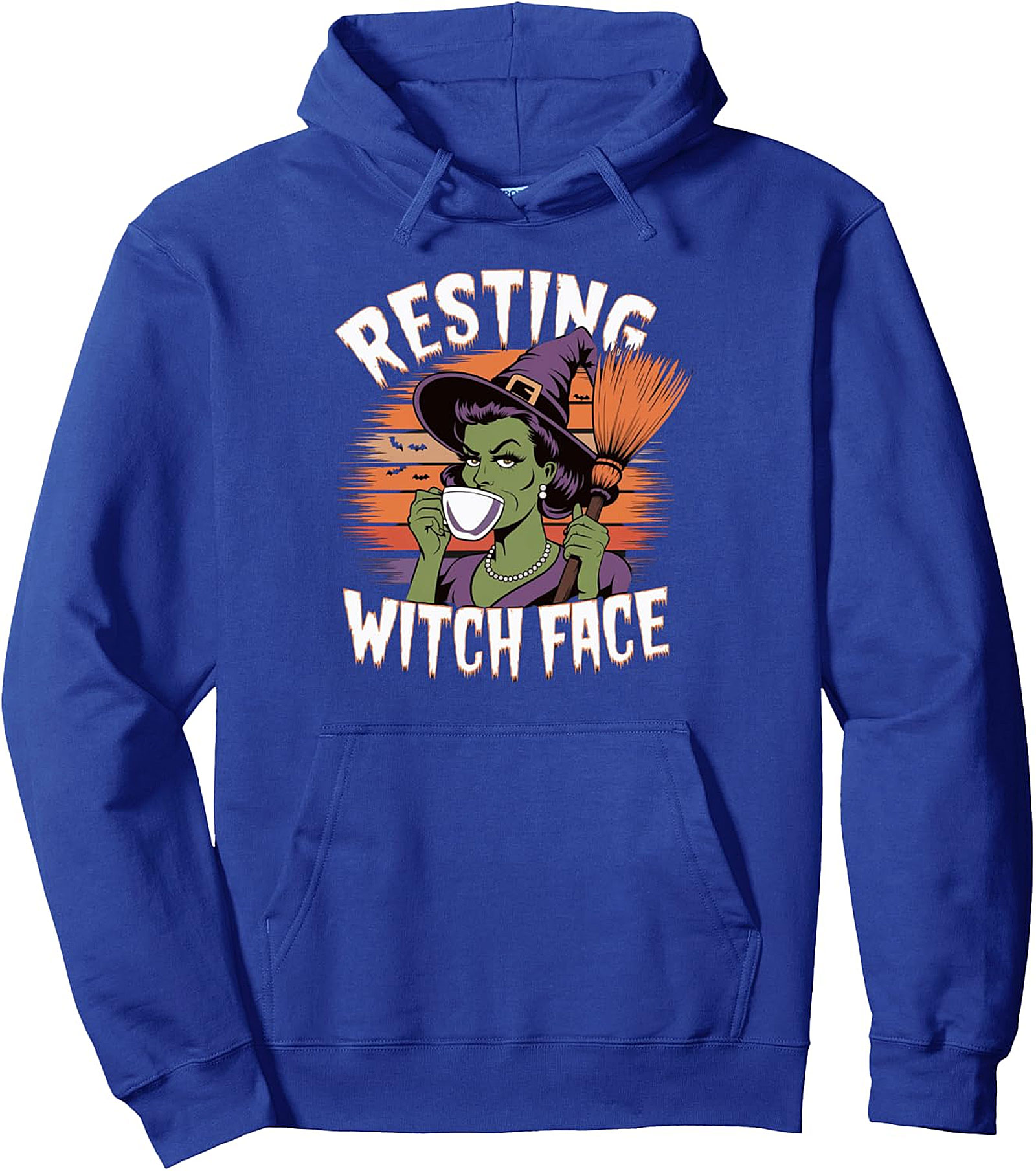 Resting Witch Face Halloween Pullover Hoodie | Cozy & Funny