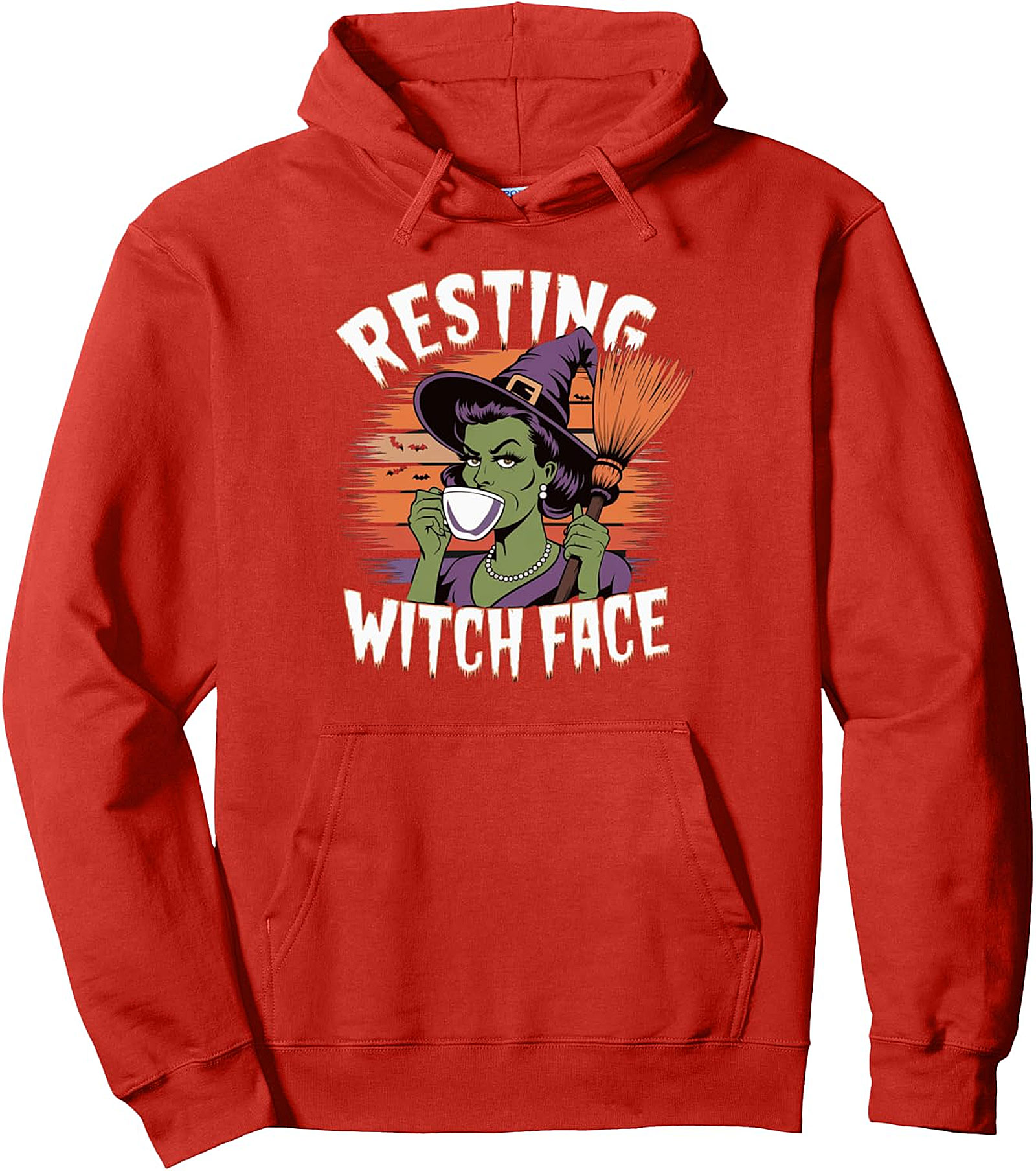 Resting Witch Face Halloween Pullover Hoodie | Cozy & Funny