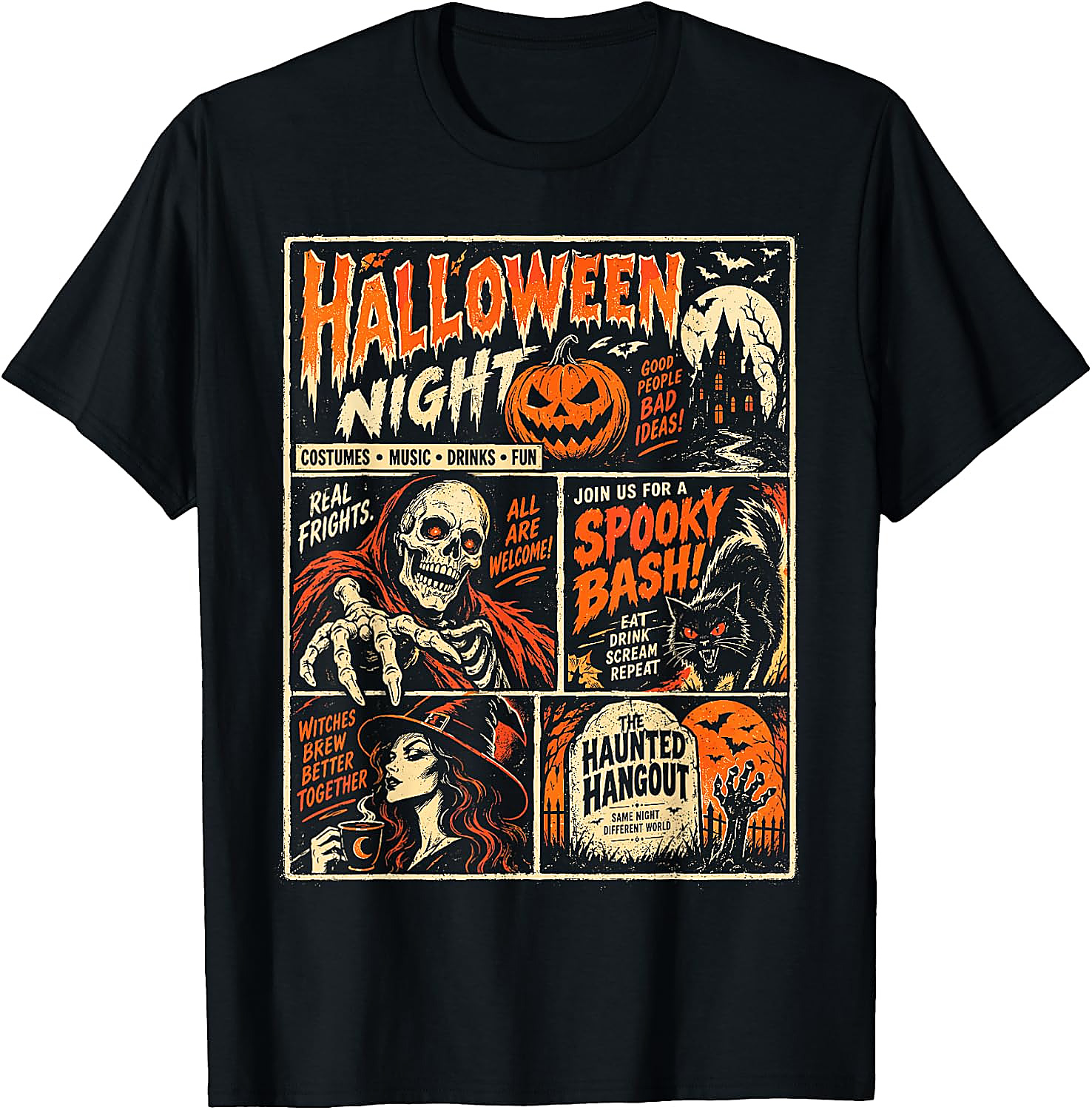 Vintage Halloween Poster T-Shirt | Spooky Horror Graphic Tee