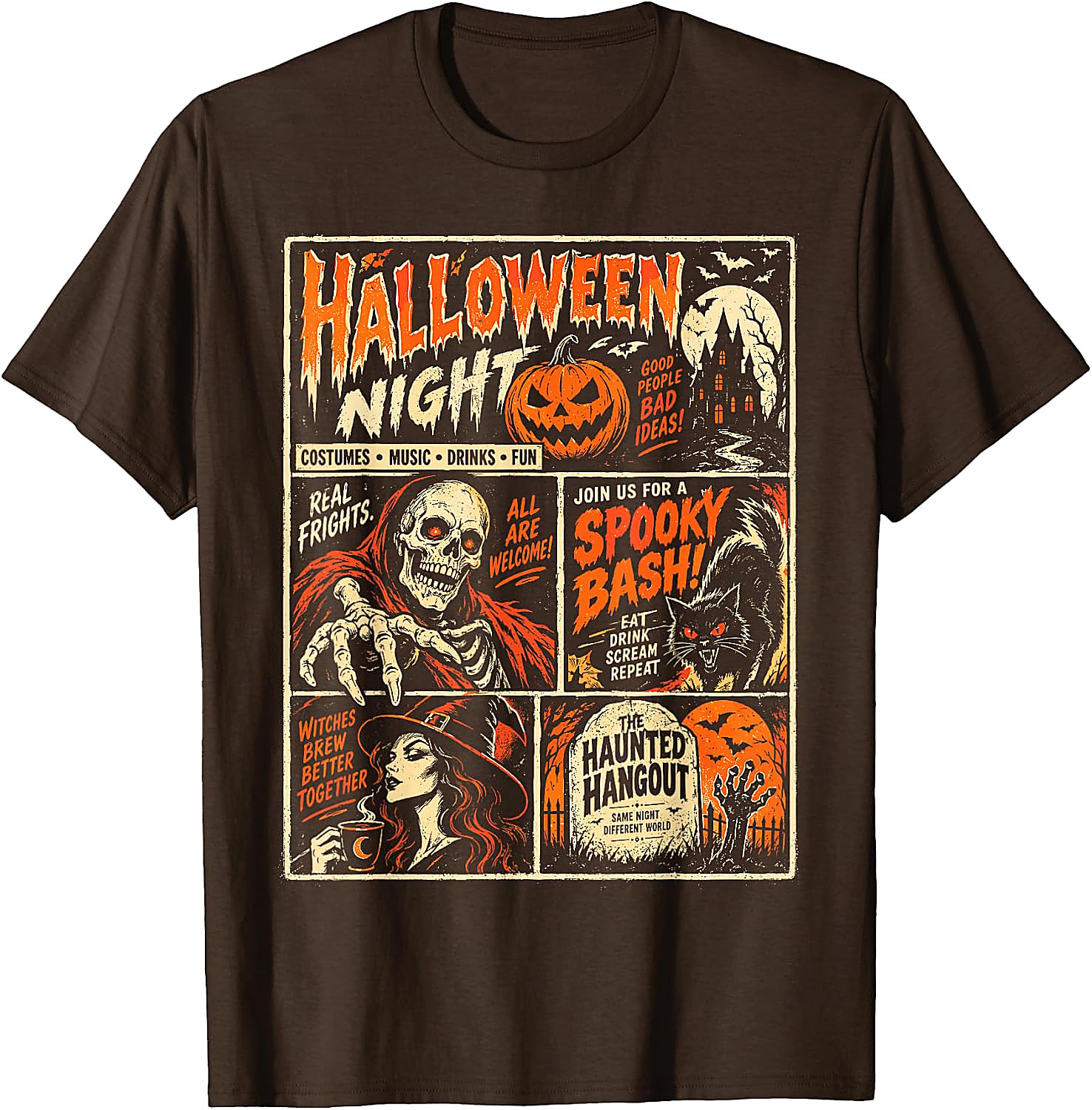 Vintage Halloween Poster T-Shirt | Spooky Horror Graphic Tee