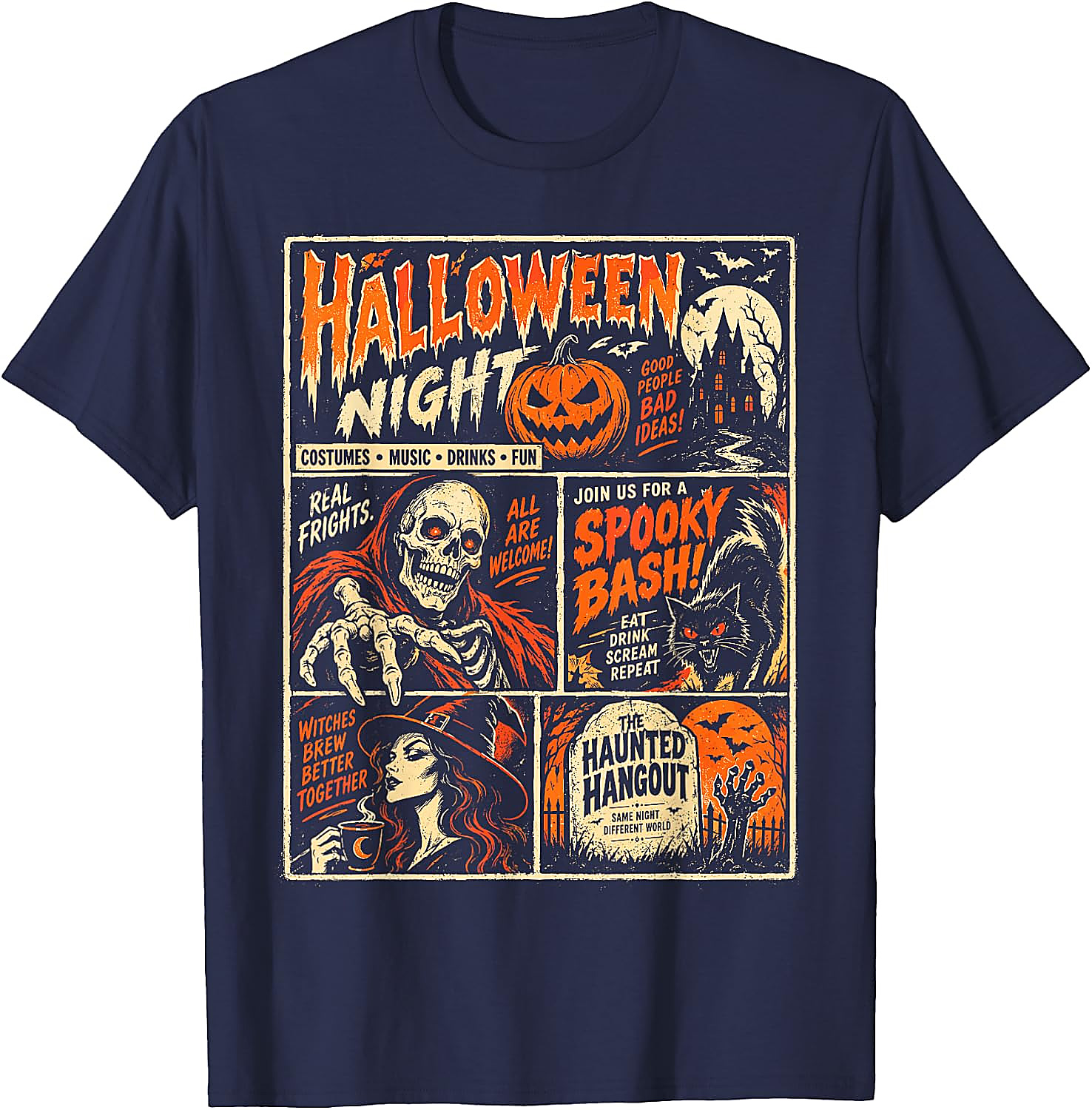 Vintage Halloween Poster T-Shirt | Spooky Horror Graphic Tee