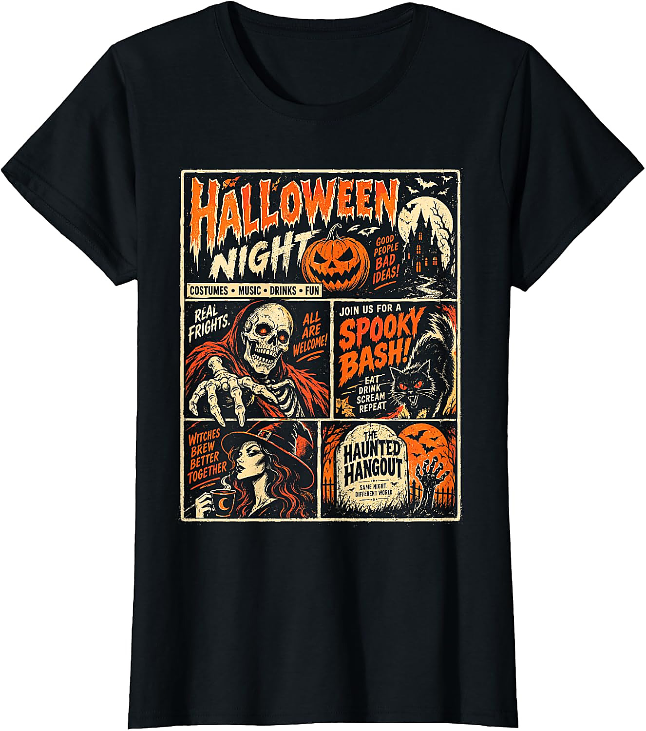 Vintage Halloween Poster T-Shirt | Spooky Horror Graphic Tee