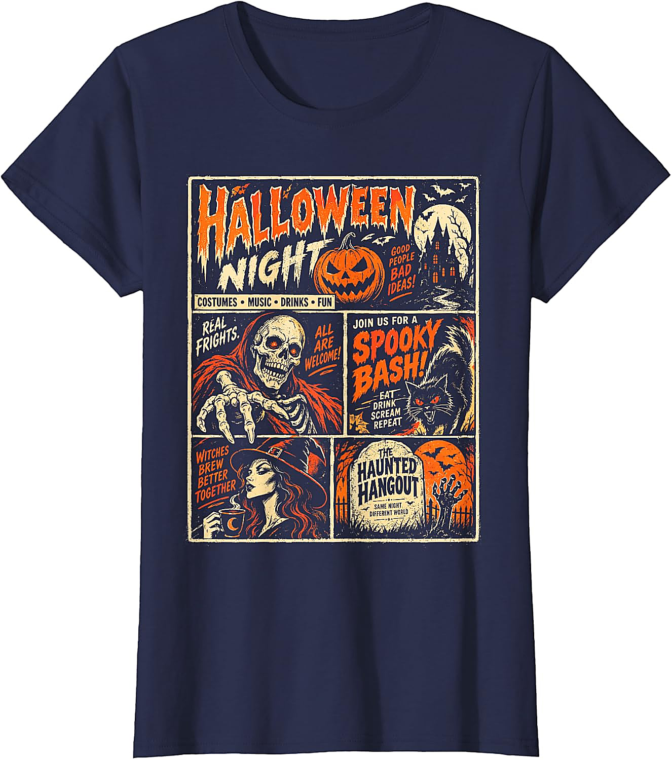 Vintage Halloween Poster T-Shirt | Spooky Horror Graphic Tee