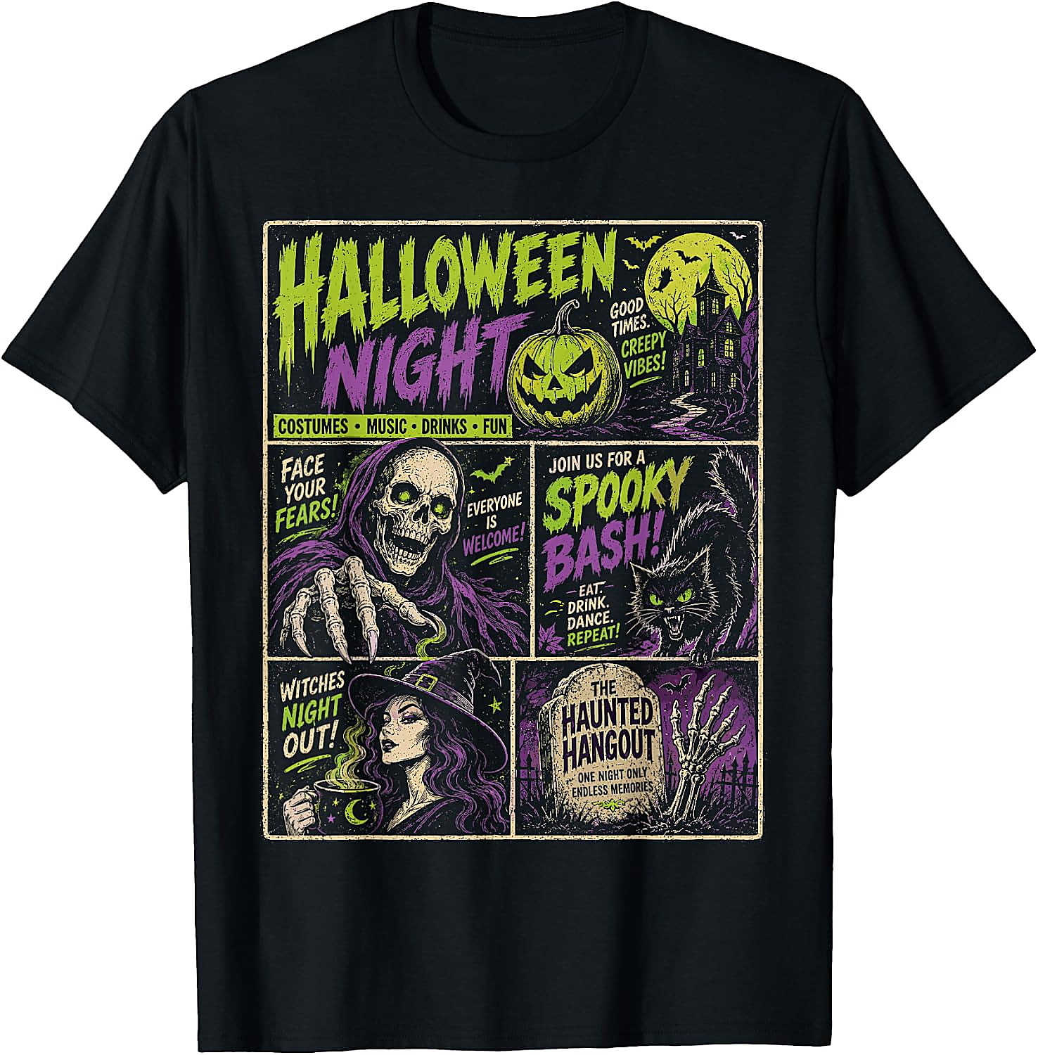 Vintage Halloween Horror Poster T-Shirt | Spooky Comic Tee