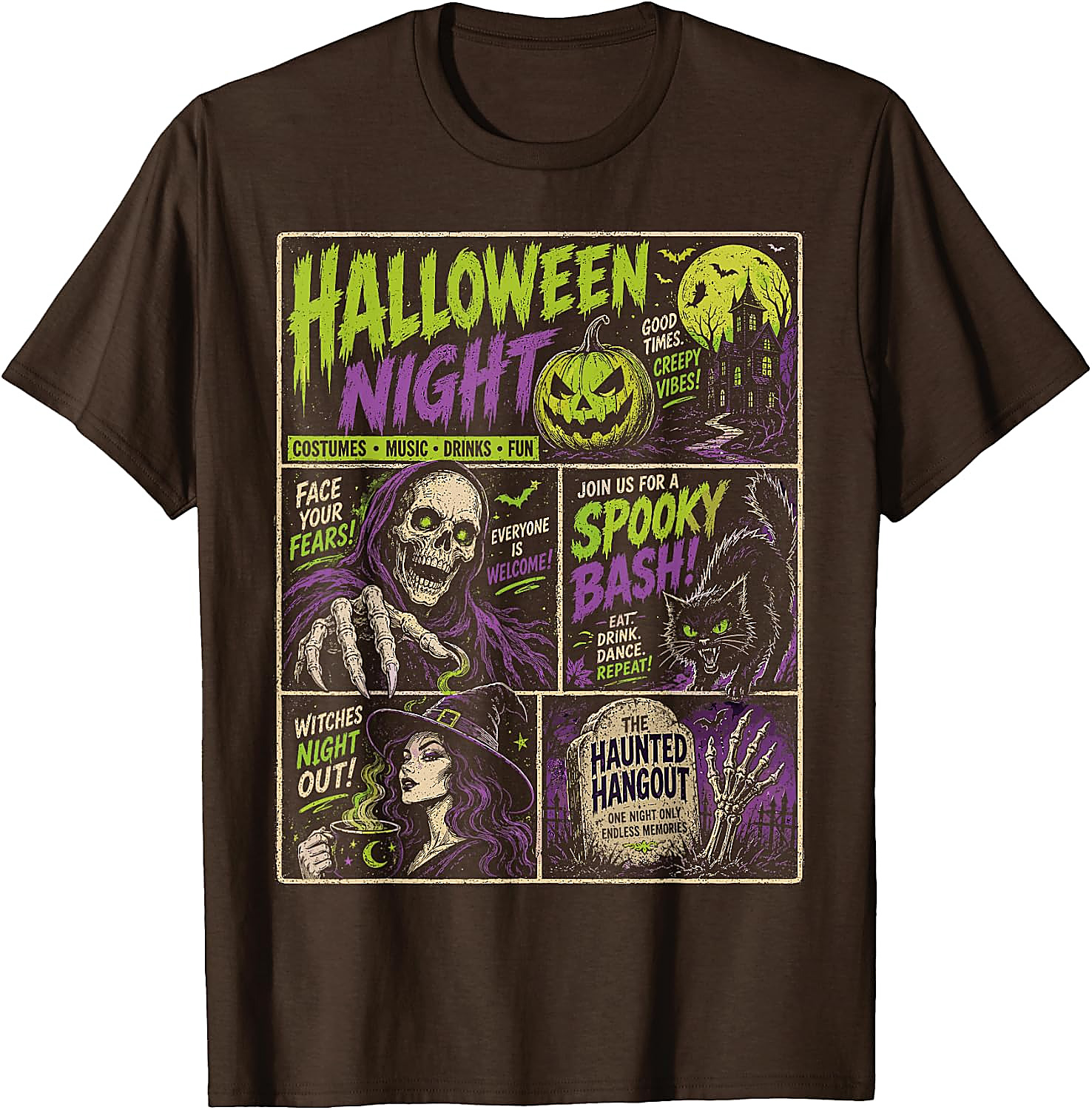 Vintage Halloween Horror Poster T-Shirt | Spooky Comic Tee