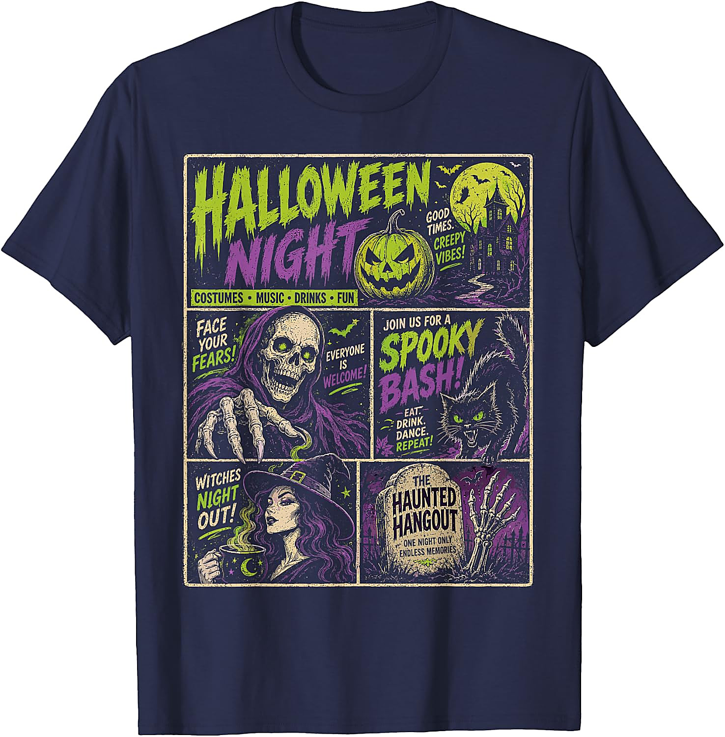 Vintage Halloween Horror Poster T-Shirt | Spooky Comic Tee