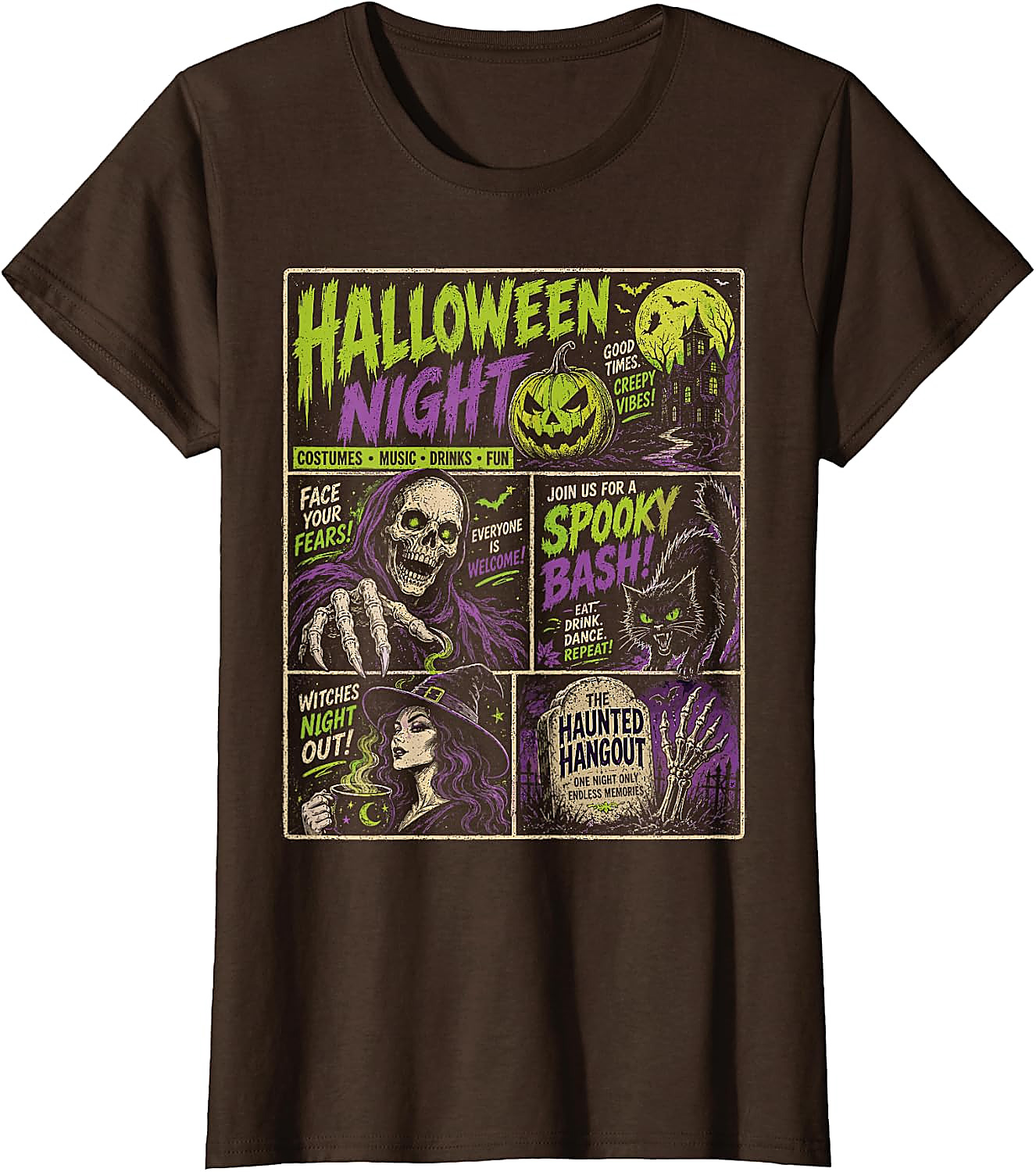 Vintage Halloween Horror Poster T-Shirt | Spooky Comic Tee