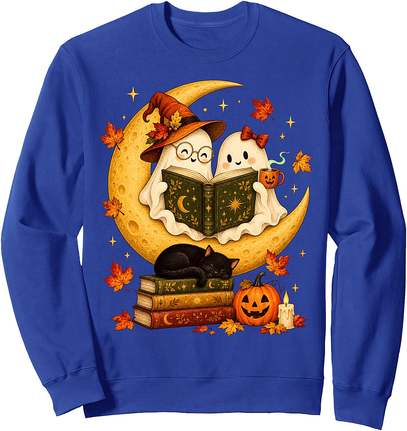  Cute Ghost Reading Books Halloween Sweatshirt Book Lover Gift