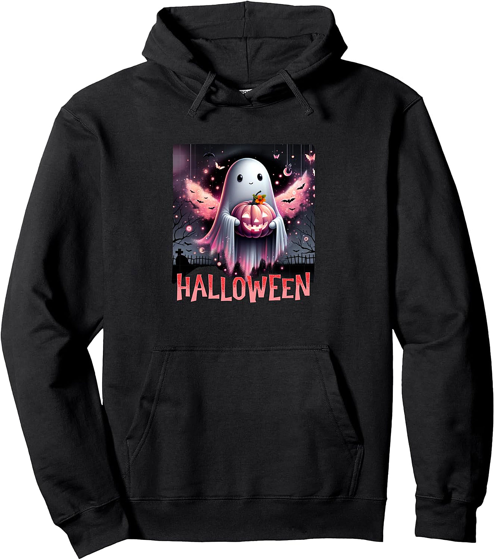 Cute Ghost Pink Pumpkin Halloween Pullover Hoodie