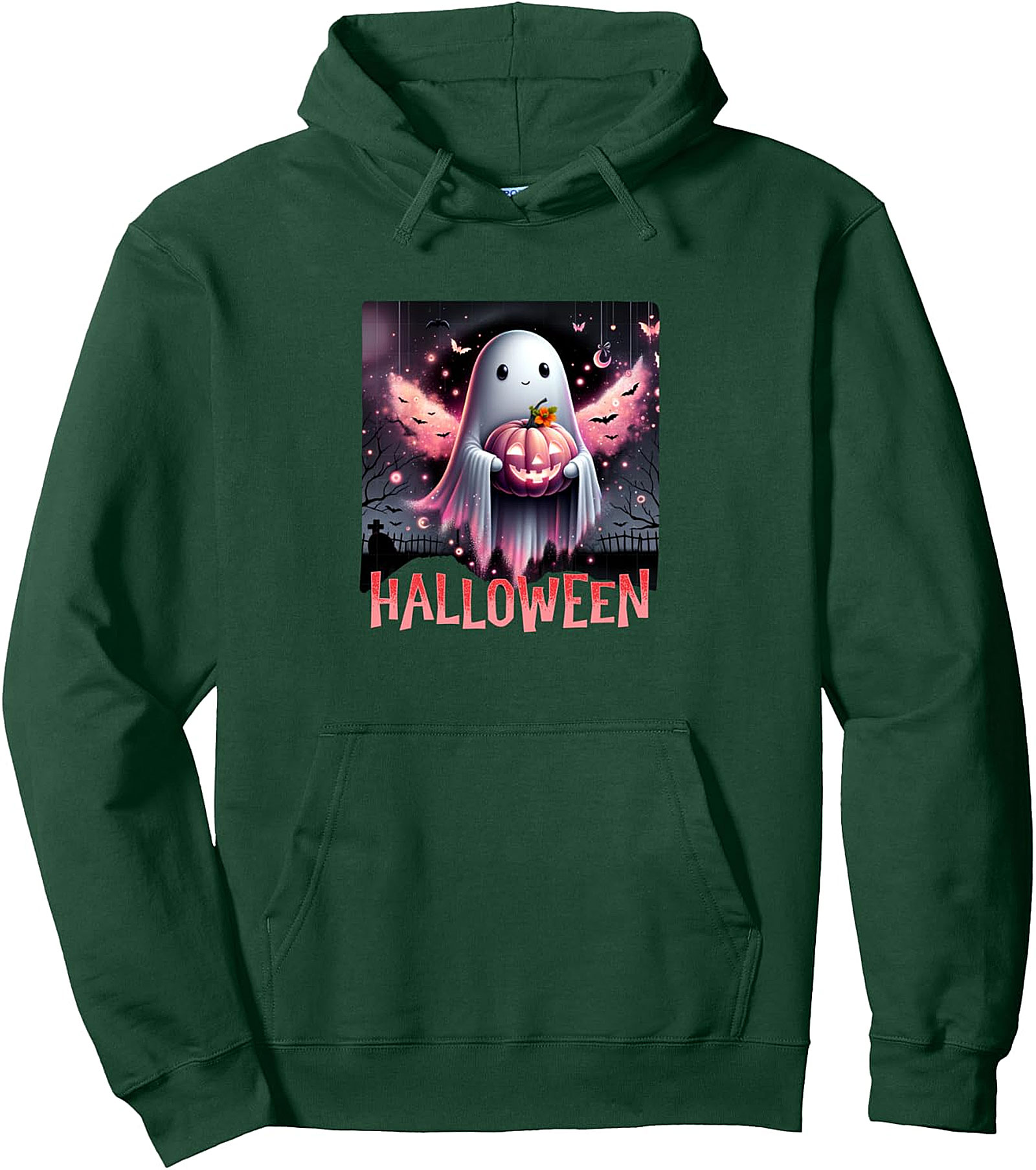 Cute Ghost Pink Pumpkin Halloween Pullover Hoodie