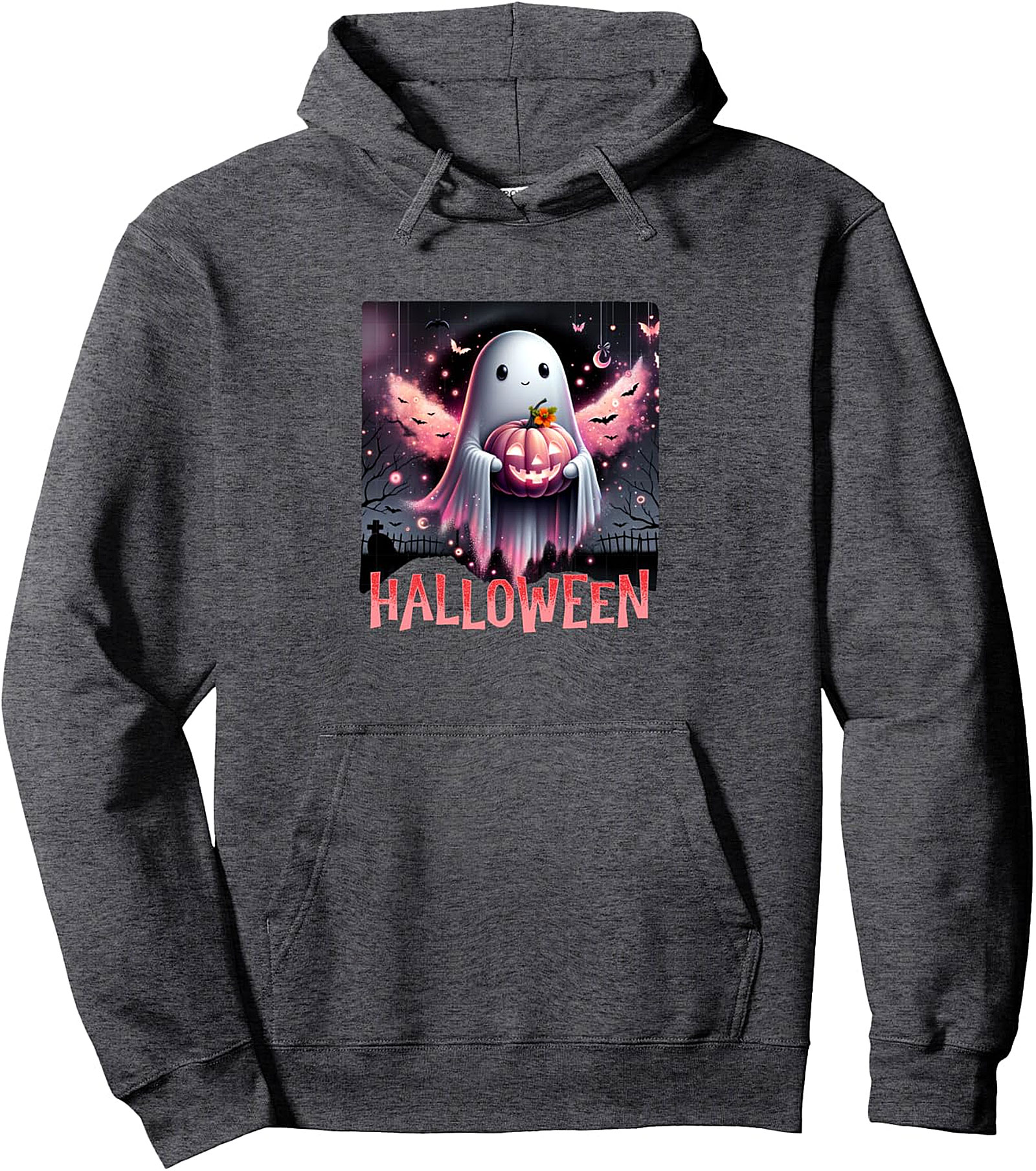 Cute Ghost Pink Pumpkin Halloween Pullover Hoodie