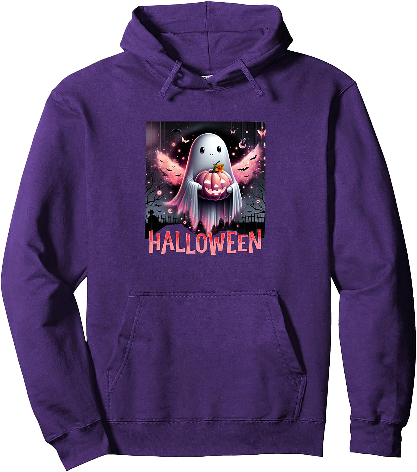 Cute Ghost Pink Pumpkin Halloween Pullover Hoodie