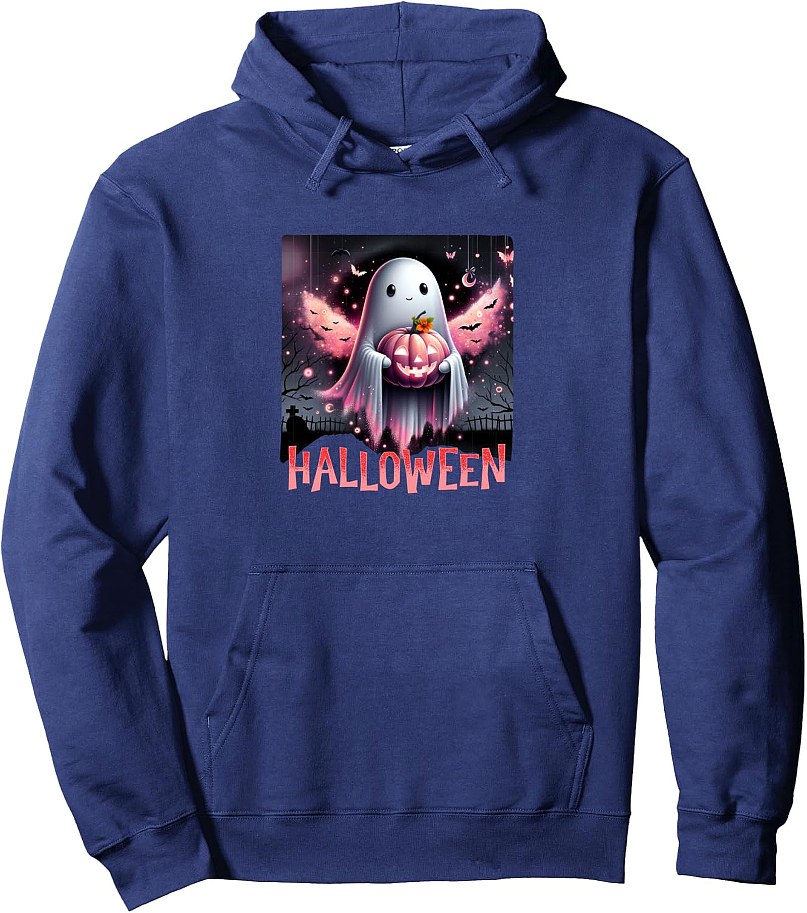 Cute Ghost Pink Pumpkin Halloween Pullover Hoodie