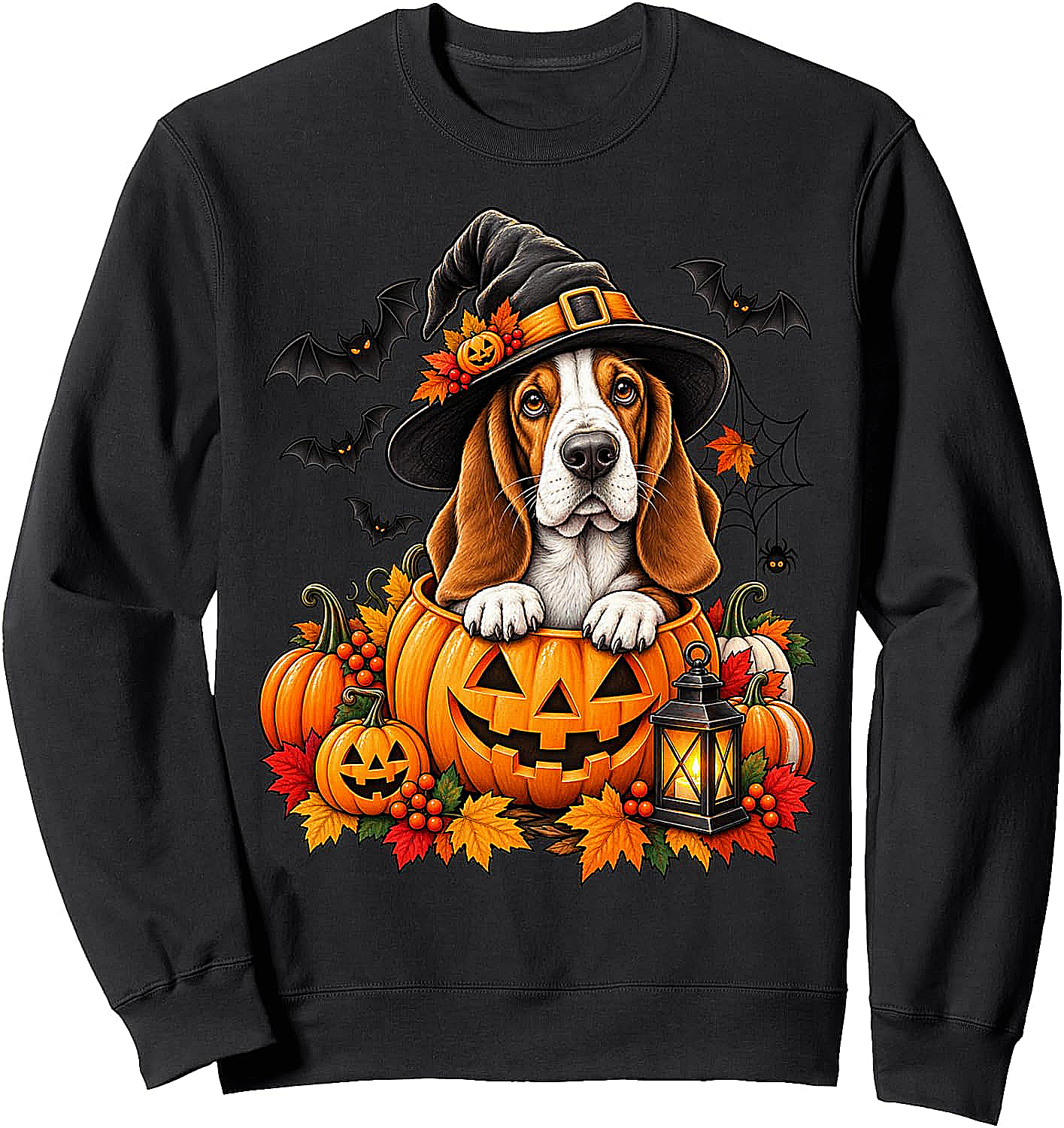 Basset Hound Witch Pumpkin Halloween Dog Lover Sweatshirt