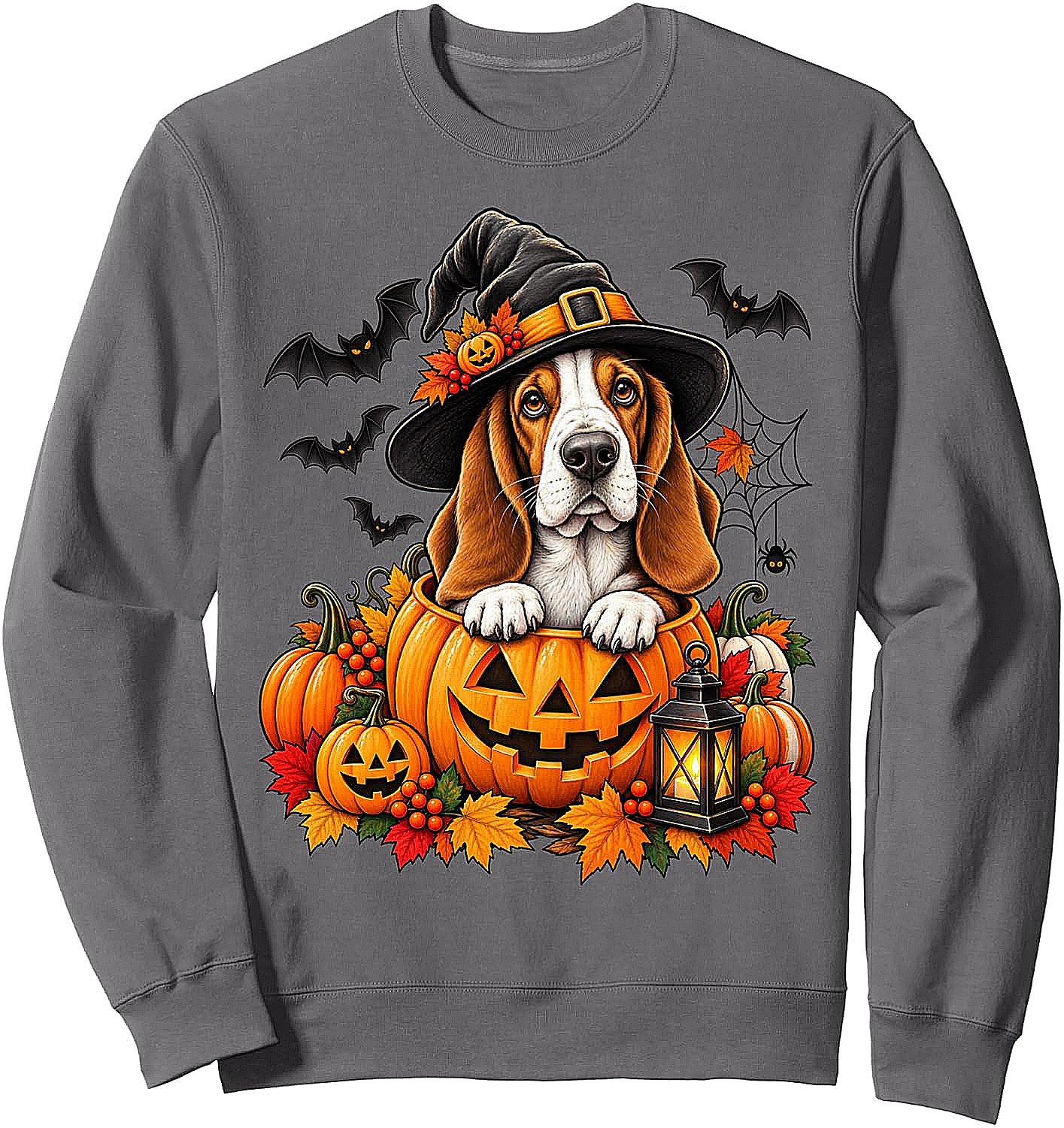 Basset Hound Witch Pumpkin Halloween Dog Lover Sweatshirt