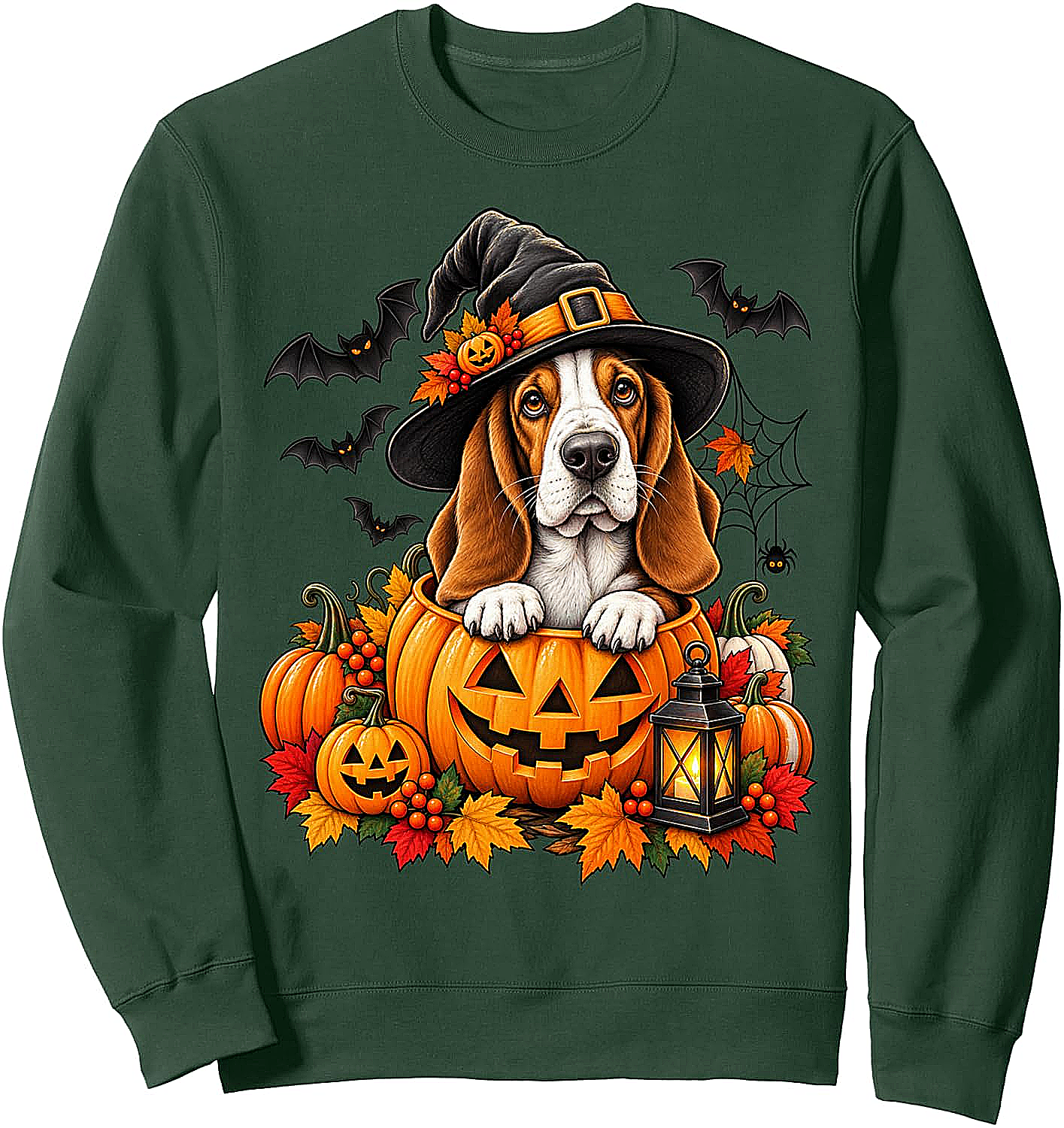 Basset Hound Witch Pumpkin Halloween Dog Lover Sweatshirt