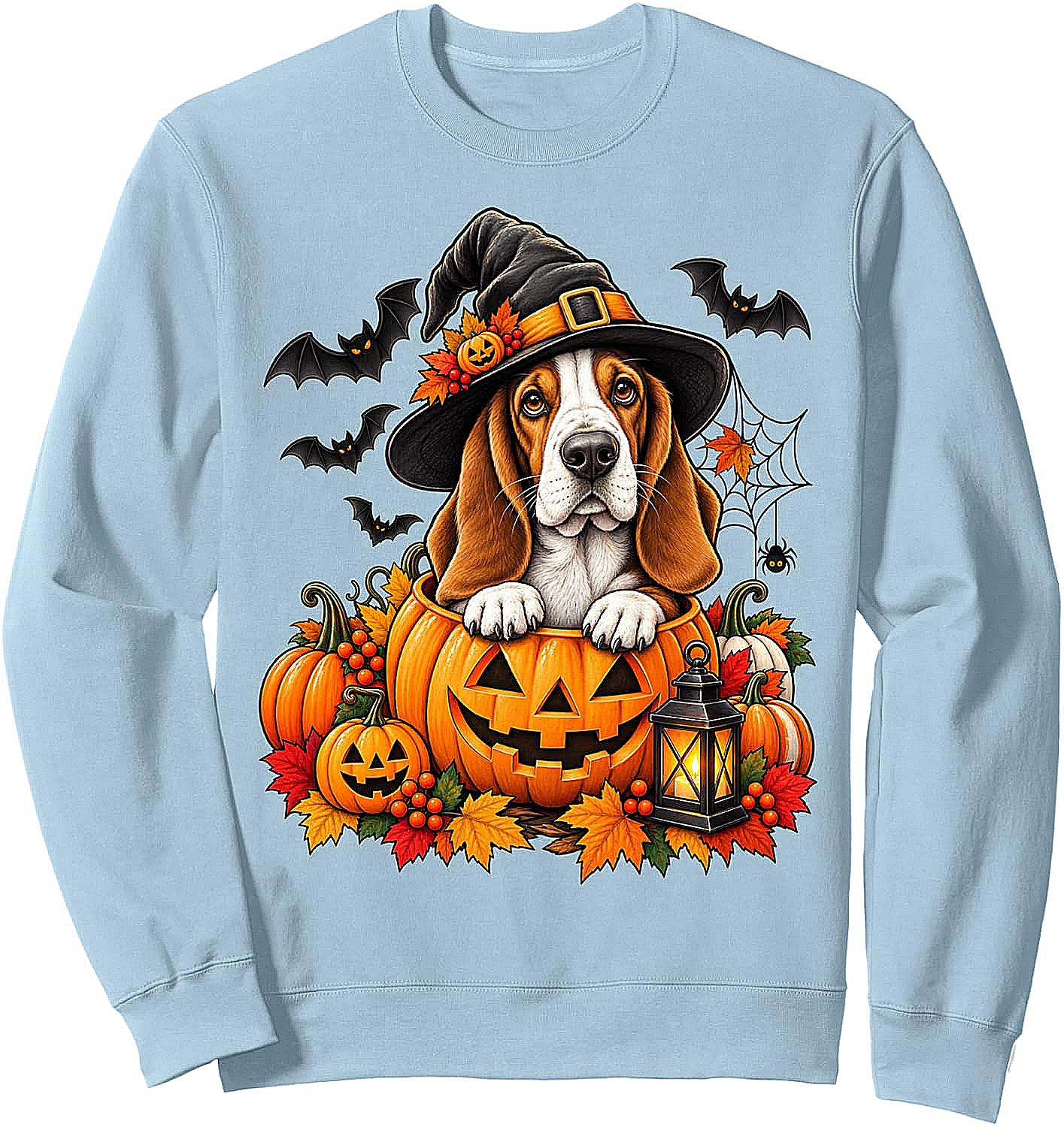 Basset Hound Witch Pumpkin Halloween Dog Lover Sweatshirt