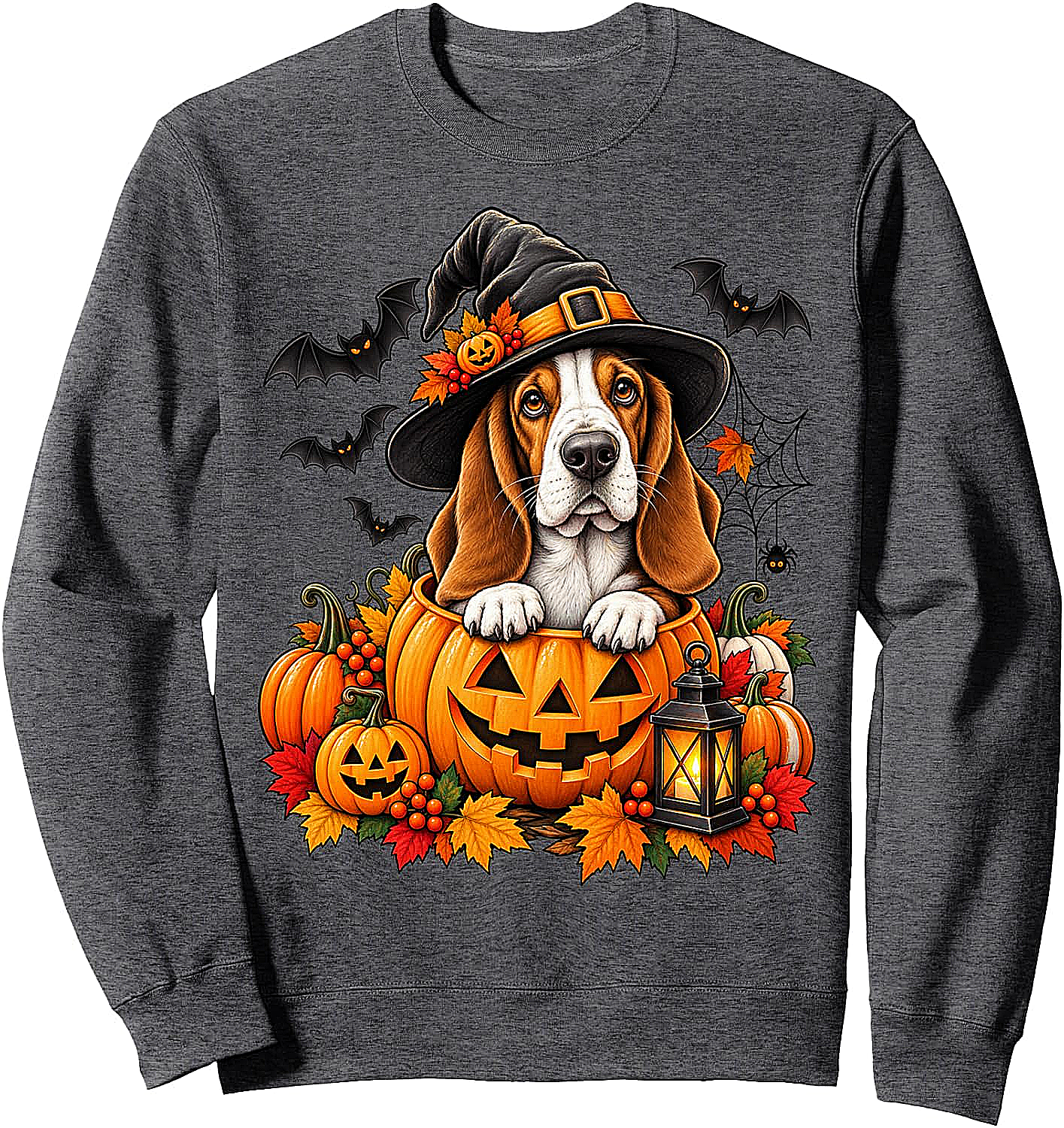 Basset Hound Witch Pumpkin Halloween Dog Lover Sweatshirt