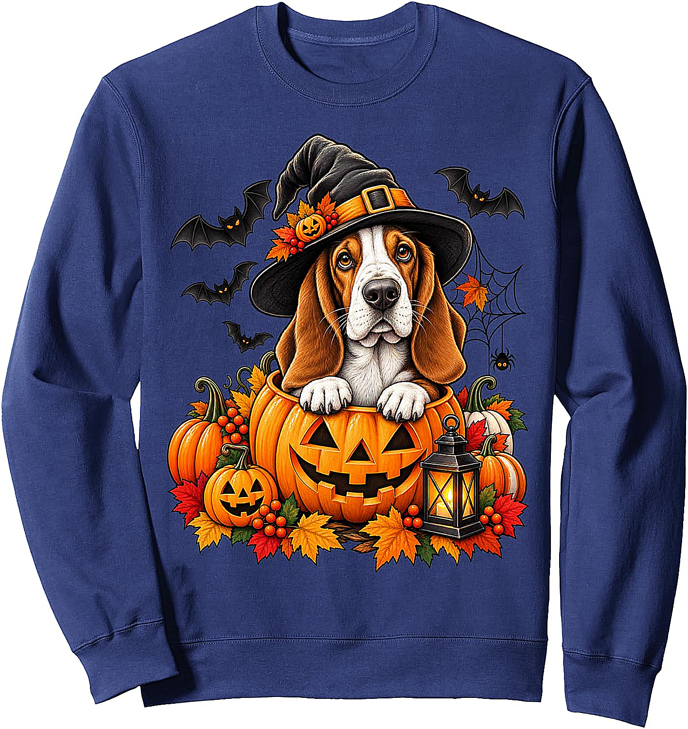 Basset Hound Witch Pumpkin Halloween Dog Lover Sweatshirt